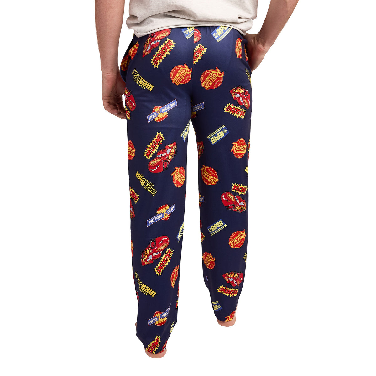 Pixar Cars Lightning McQueen & Radiator Springs Logos Adult Navy Sleep Pajama Pants