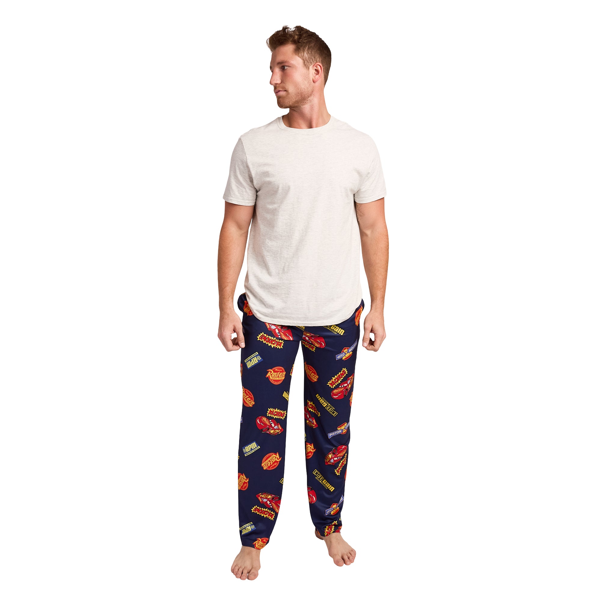 Pixar Cars Lightning McQueen & Radiator Springs Logos Adult Navy Sleep Pajama Pants