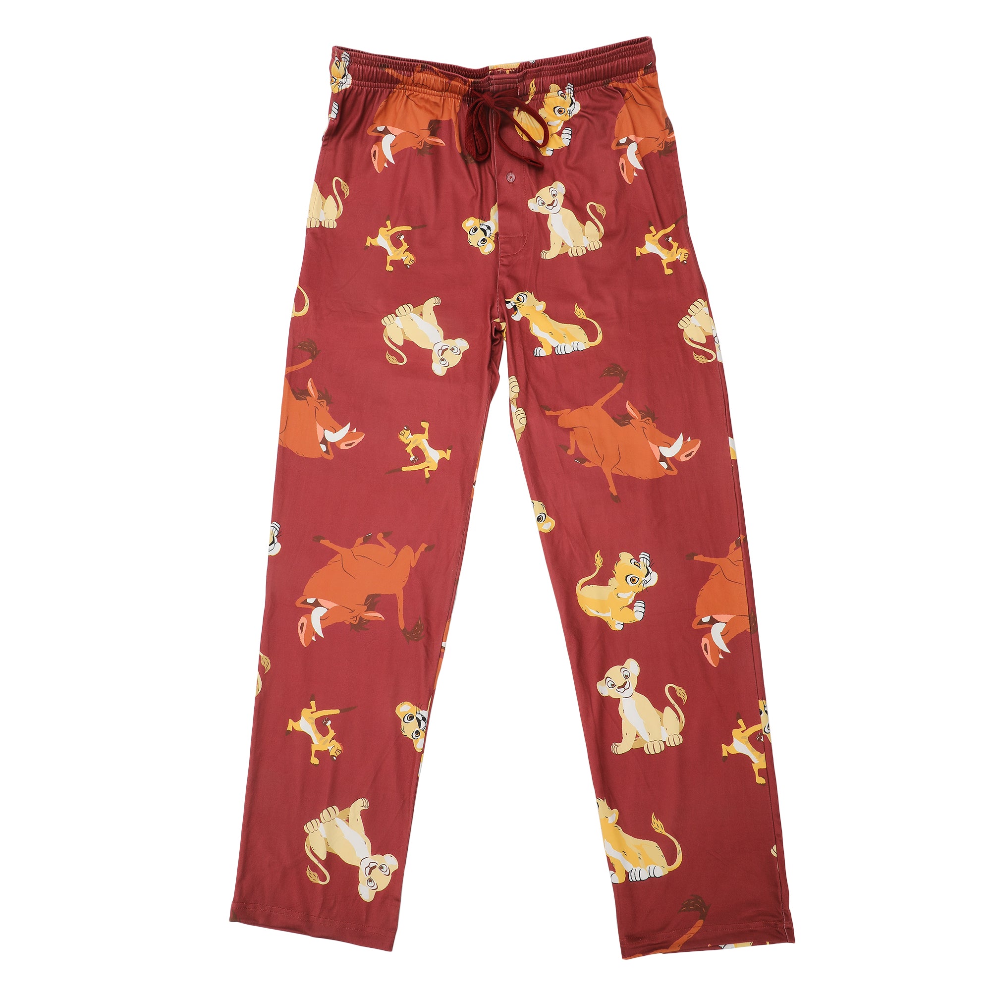 The Lion King All-Over Character Print Adult Burgundy Sleep Pajama Pants