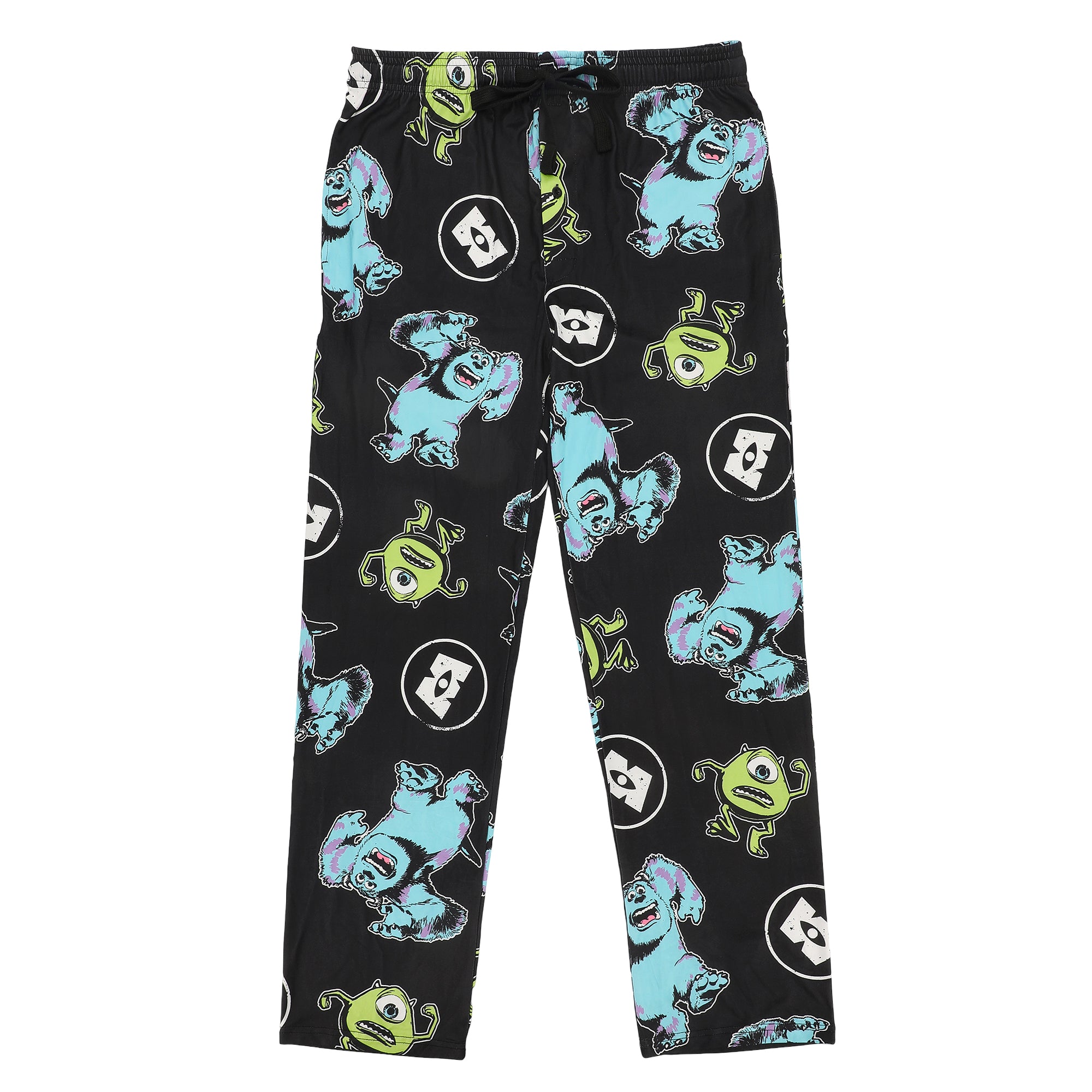 Monsters Inc Mike & Sulley All-Over Print Adult Black Sleep Pajama Pants