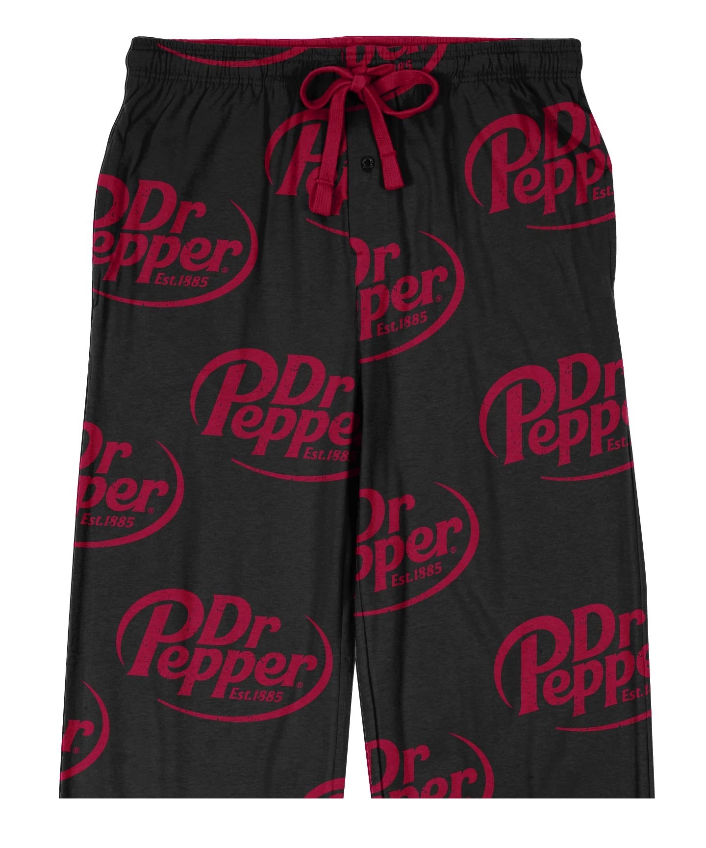 Dr. Pepper Soda Logo All-Over Print Men's Black Sleep Pajama Pants