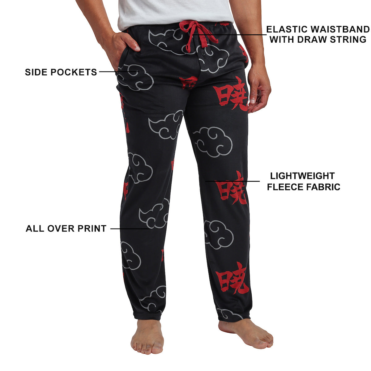 Naruto Shippuden All-Over Print Men's Lightweight Plush Minkey Fleece Sleep Pajama Pants