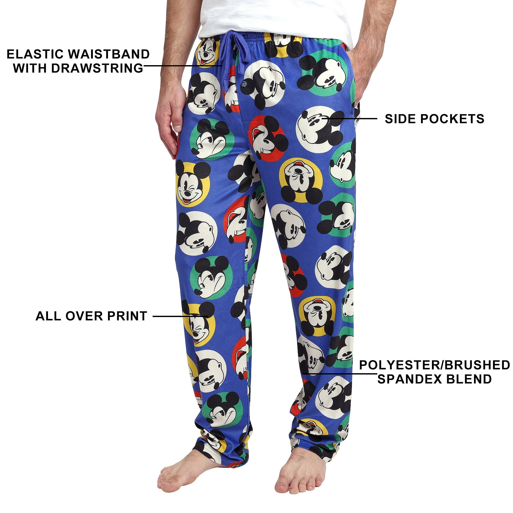 Mickey Mouse Classic All-Over Print Women's Lightweight Plush Minkey Fleece Sleep Pajama Pants