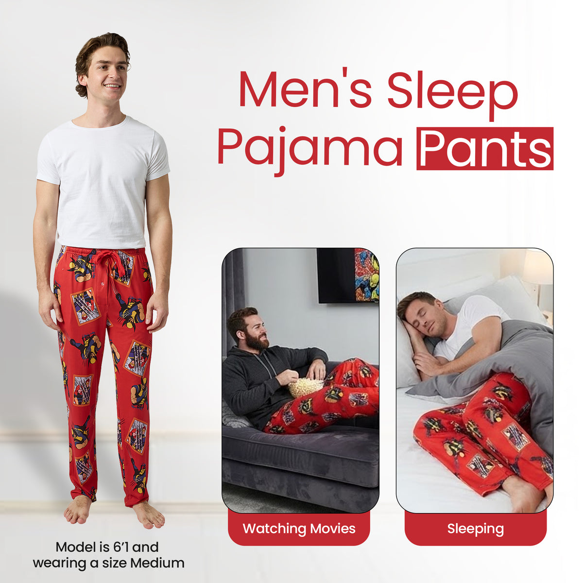 X-Men '97 Wolverine All-Over Character Print Men's Sleep Pajama Pants