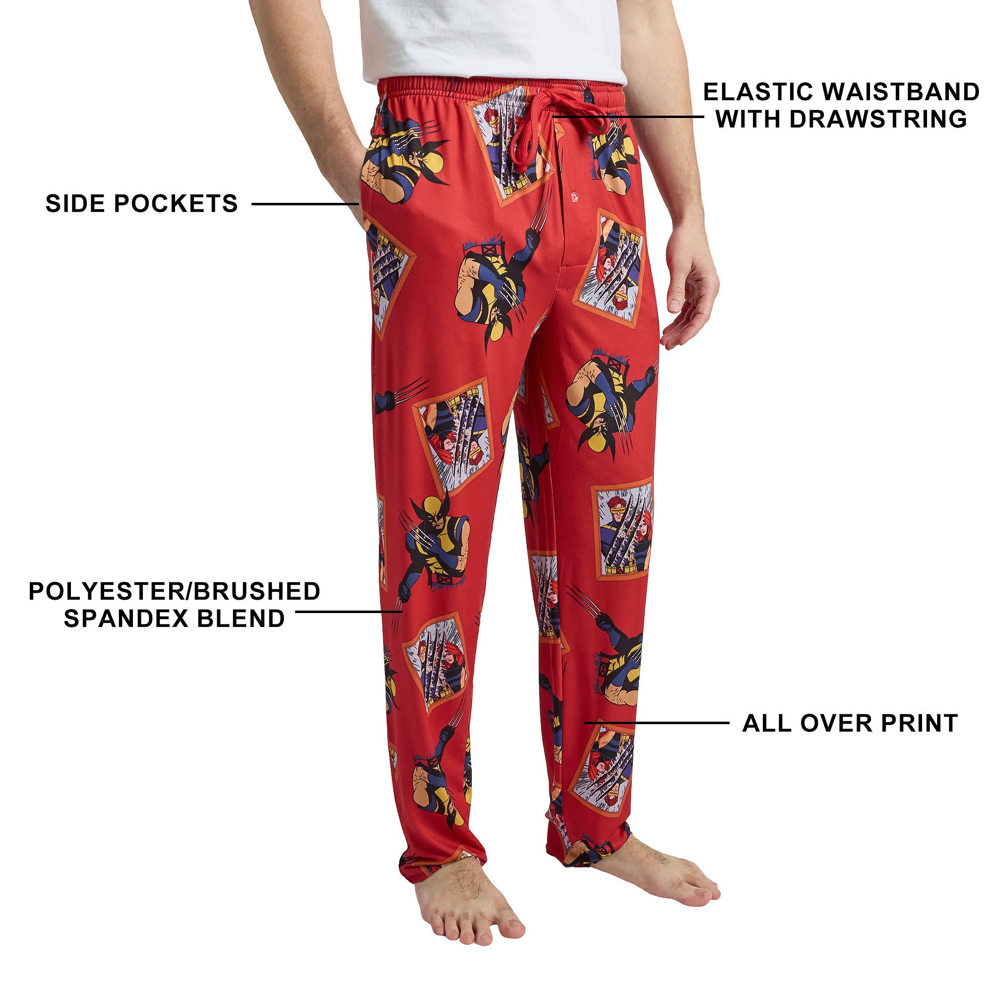 X-Men '97 Wolverine All-Over Character Print Men's Sleep Pajama Pants