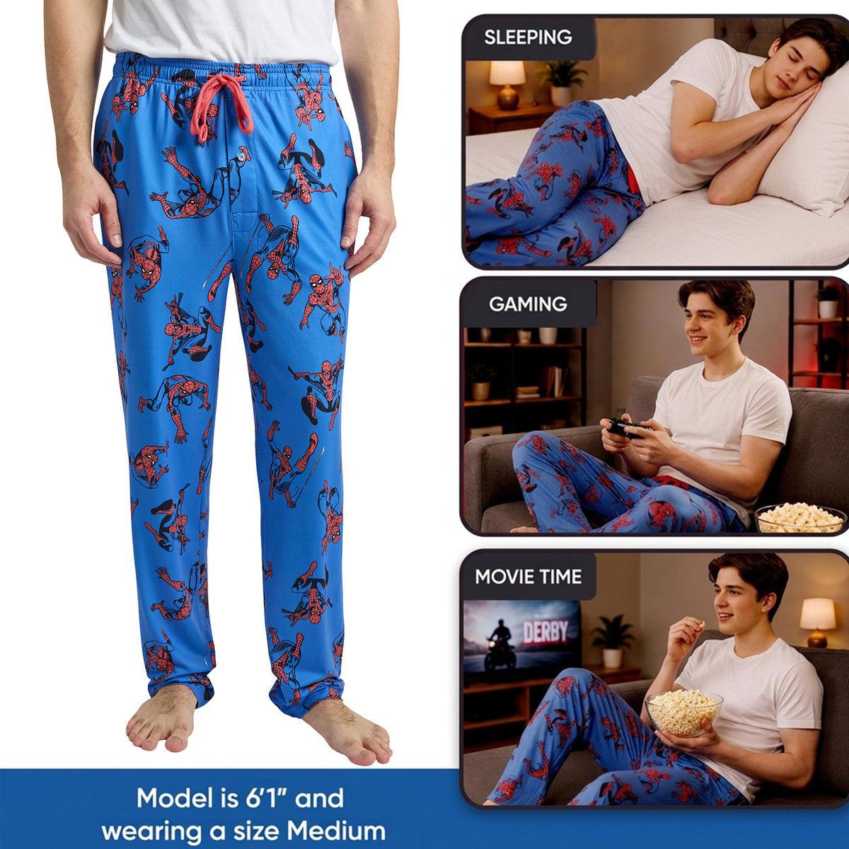 Spider-Man All-Over Character Print Men's Sleep Pajama Pants