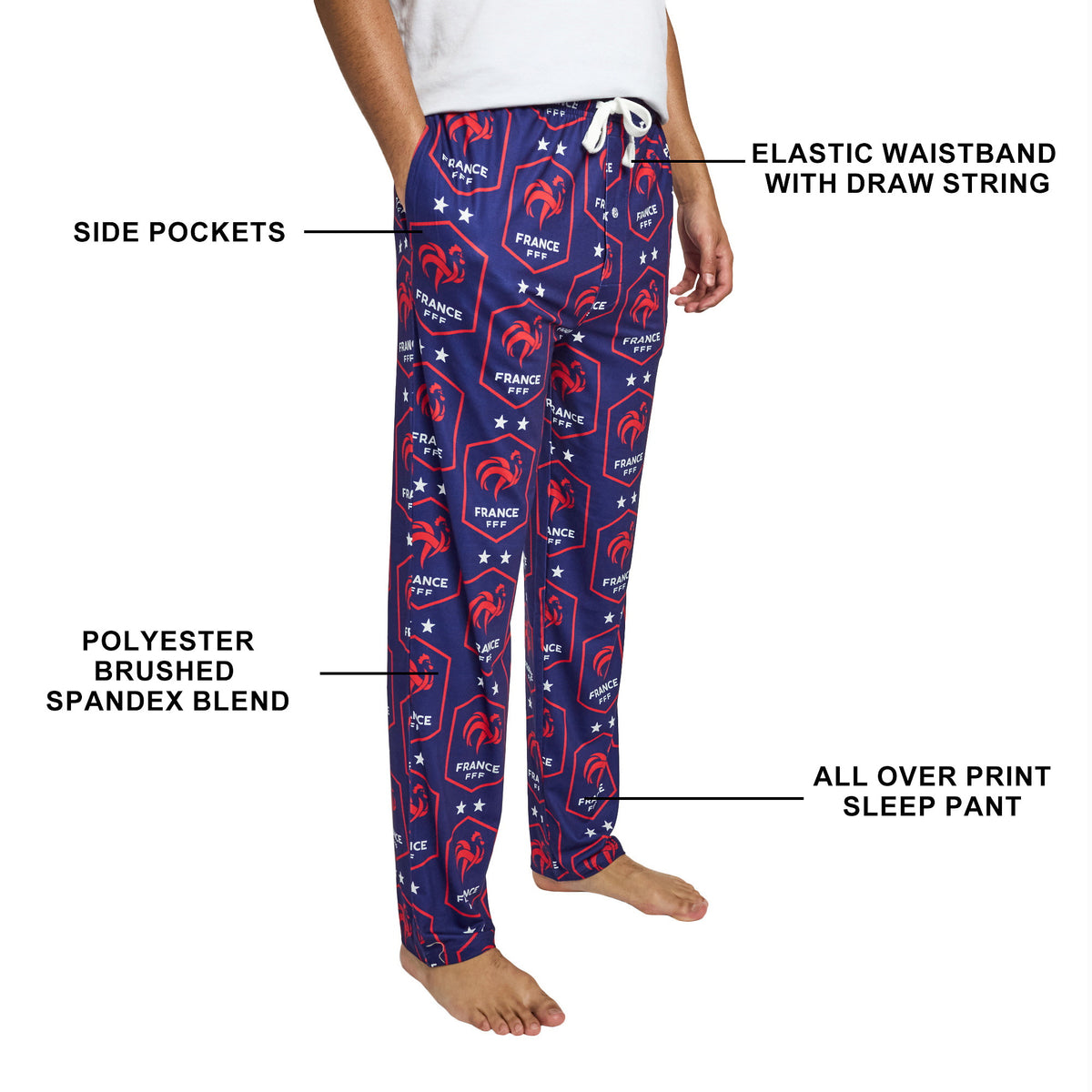 France Soccer Federation Shield Pajama Pants for Men