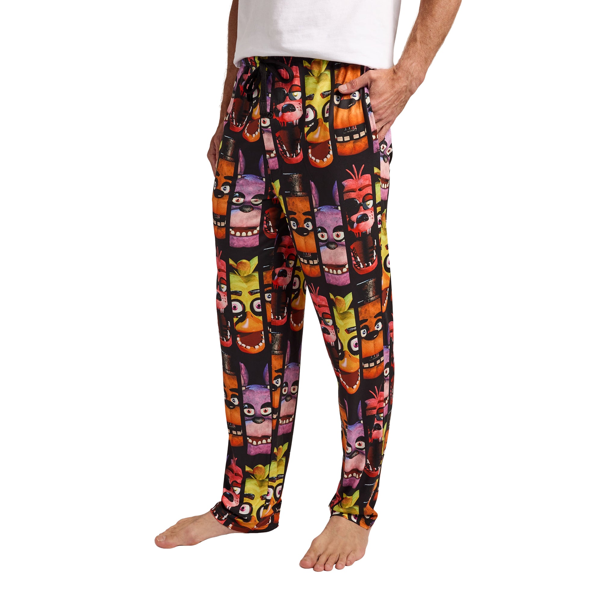 Five Nights At Freddy’s Character Panels All-Over Print Men’s Black Sleep Pajama Pants