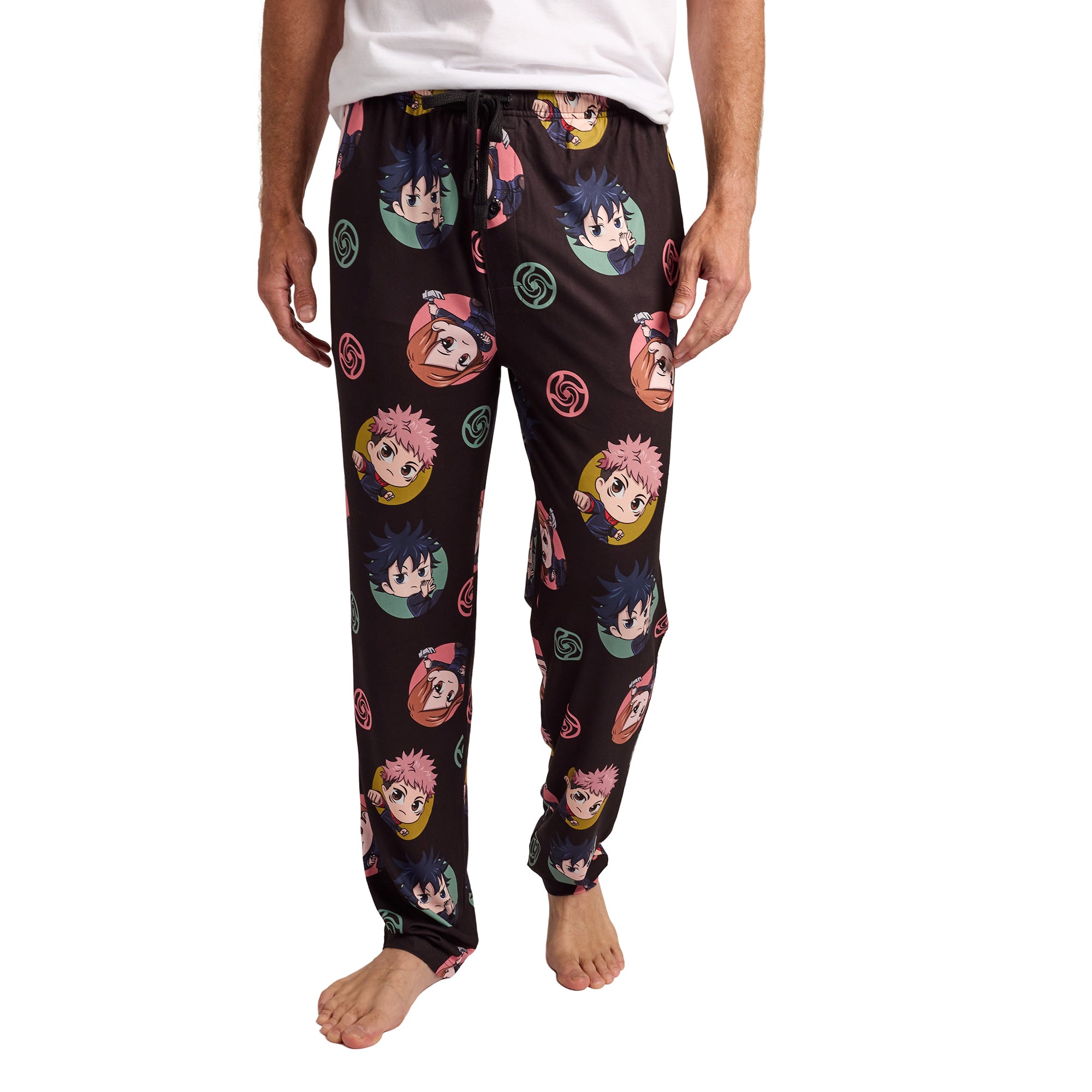 Jujutsu Kaisen Yuji Nobara & Megumi All-Over Print Men’s Black Sleep Pajama Pants