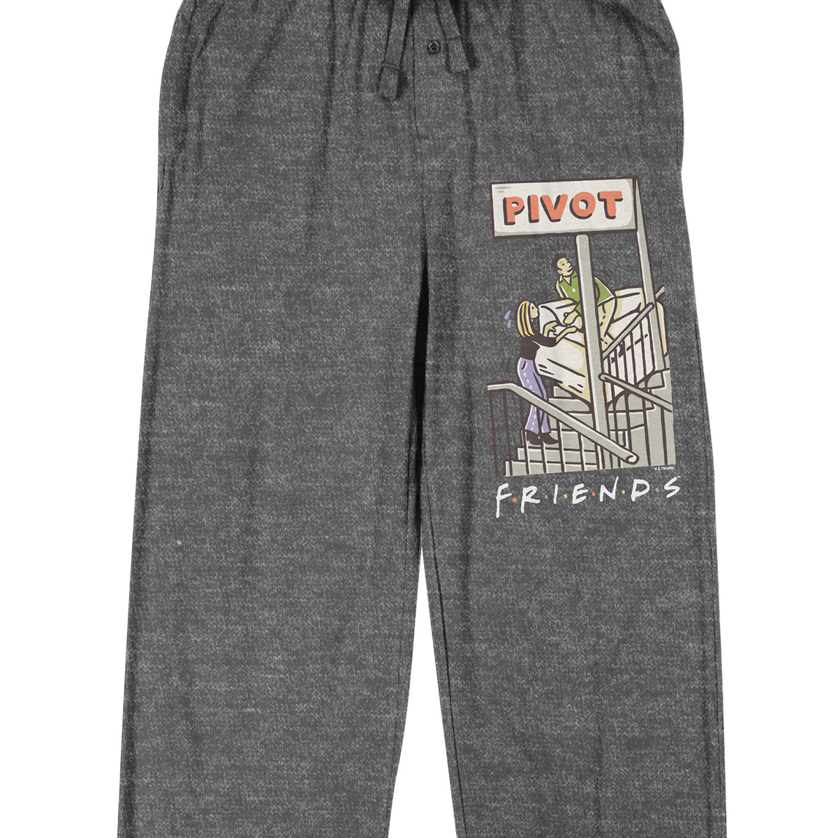 Friends TV Illustrated Pivot Scene Men's Gray Heather Sleep Pajama Pants