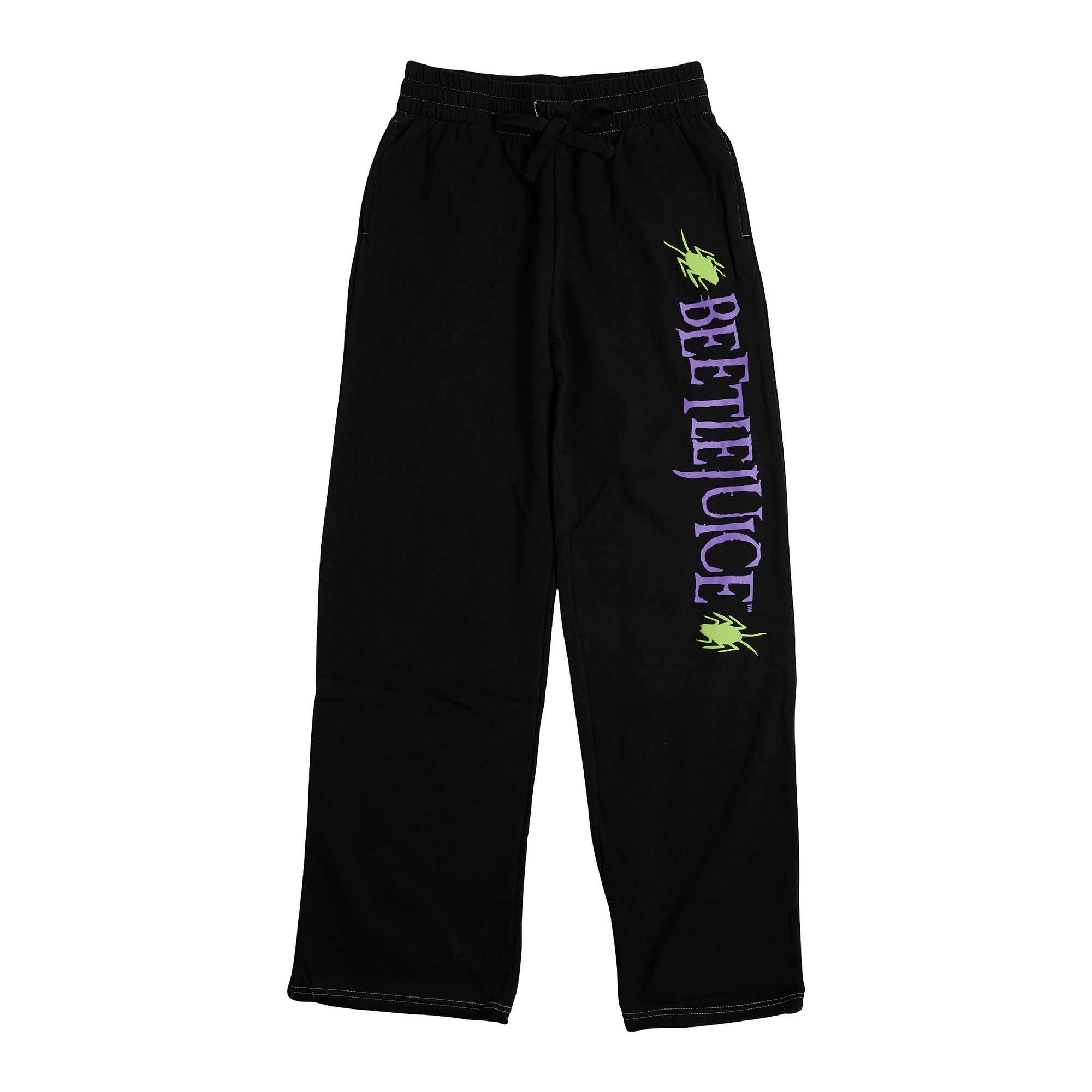 Beetlejuice Neon Green Beetles Women's Black Straight Leg Sweatpant Joggers