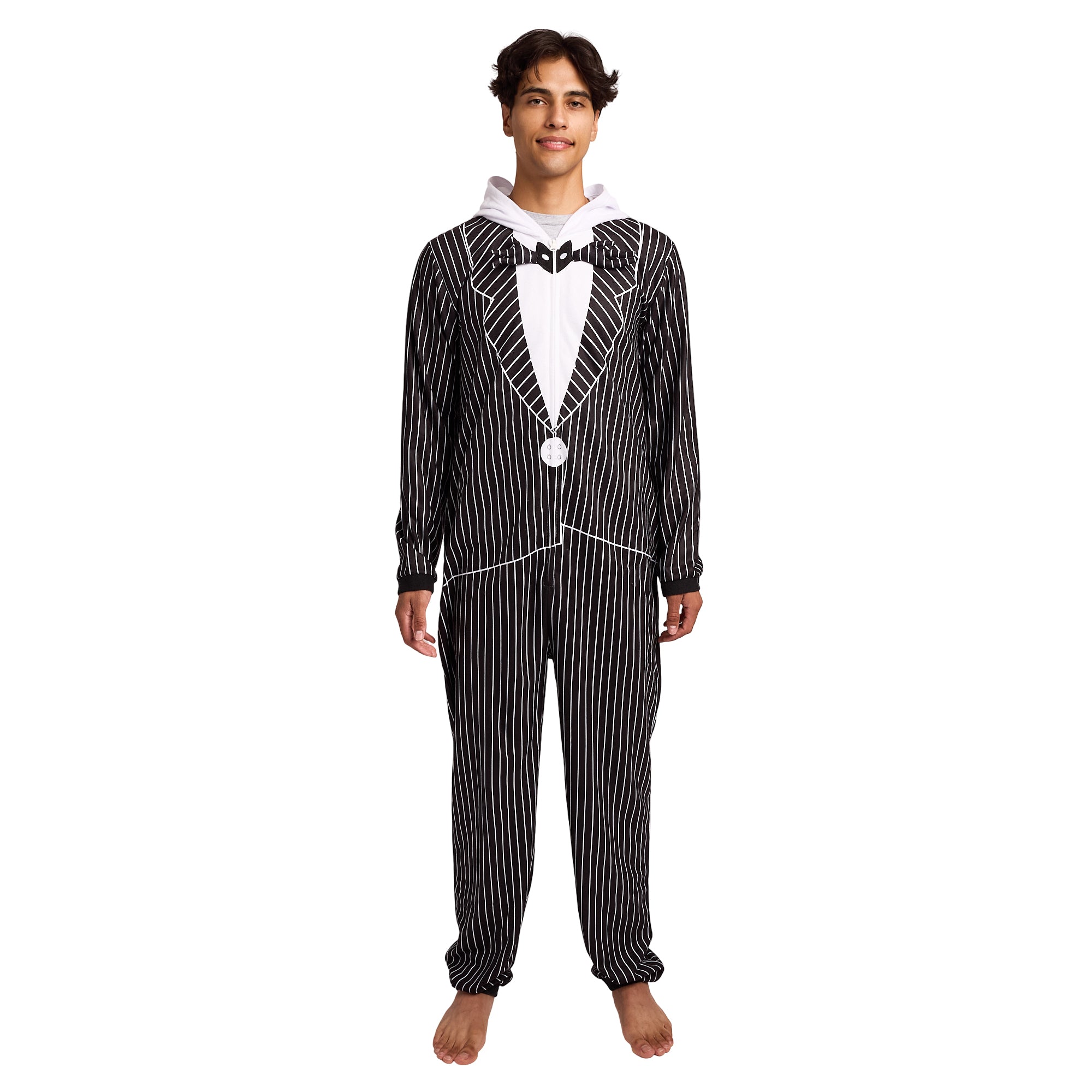 Nightmare Before Christmas Jack Skellington Adult Long Sleeve Hooded Cosplay Union Suit Onesie Costume