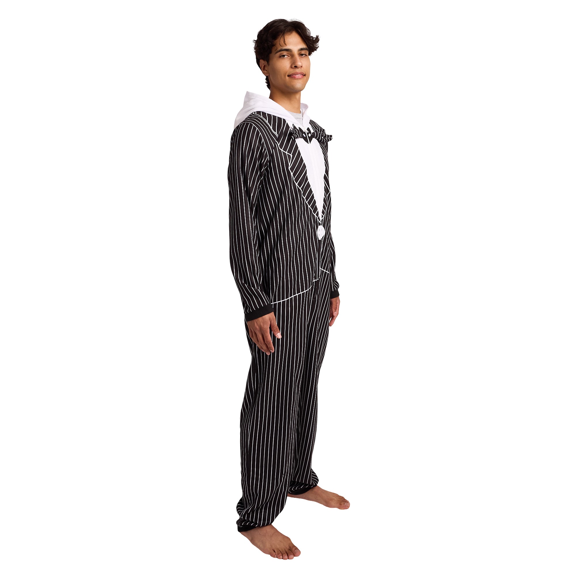 Nightmare Before Christmas Jack Skellington Adult Long Sleeve Hooded Cosplay Union Suit Onesie Costume