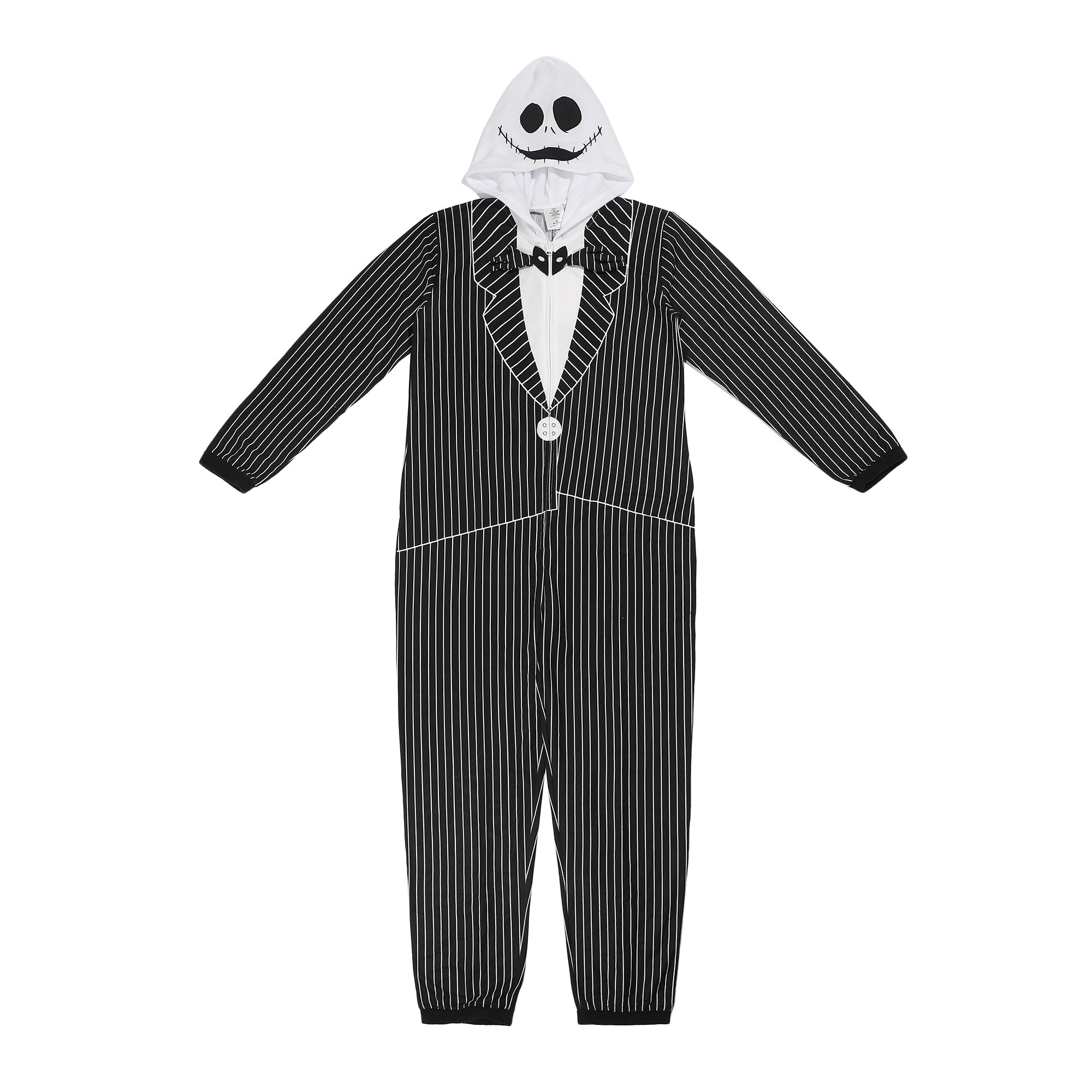 Nightmare Before Christmas Jack Skellington Adult Long Sleeve Hooded Cosplay Union Suit Onesie Costume