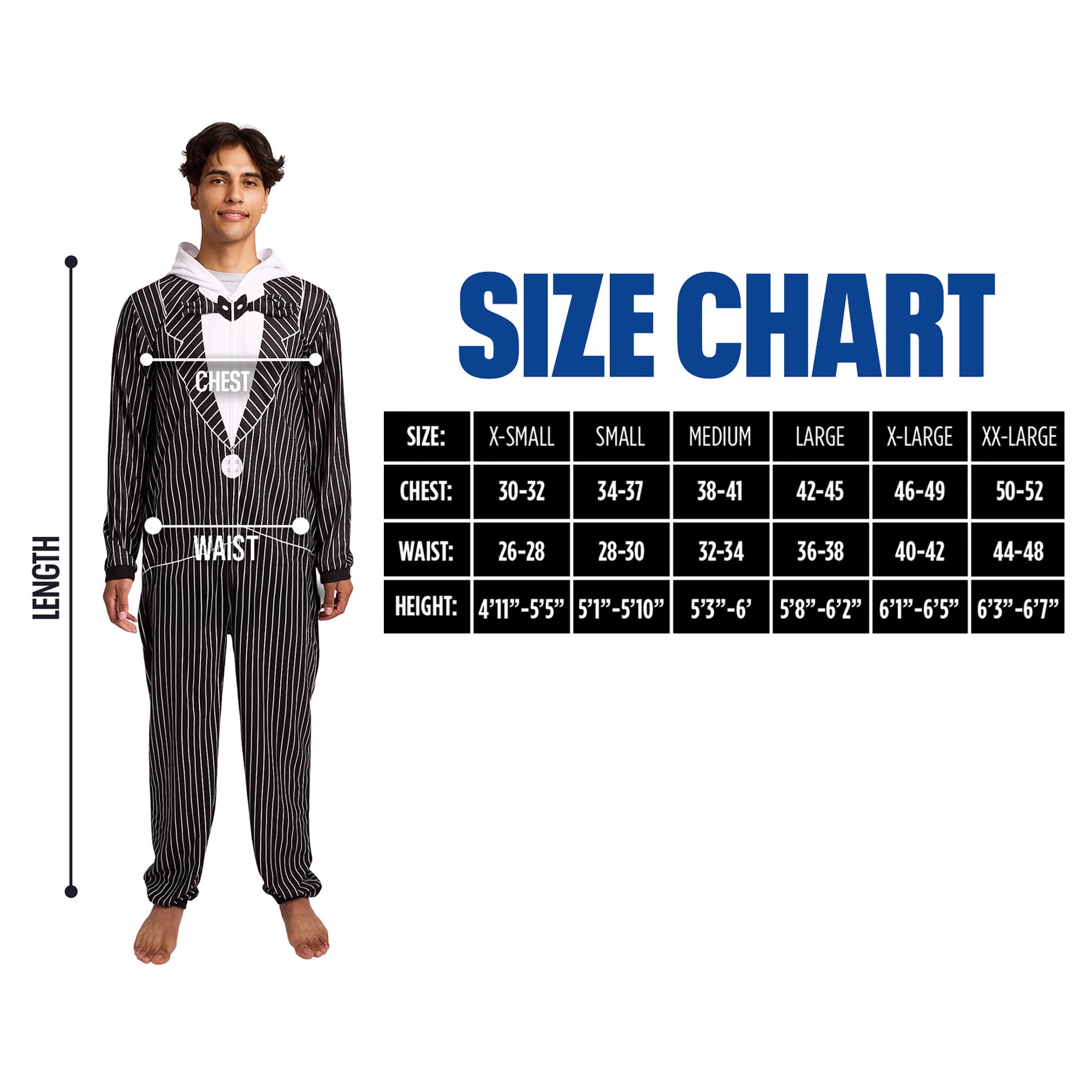 Nightmare Before Christmas Jack Skellington Adult Long Sleeve Hooded Cosplay Union Suit Onesie Costume