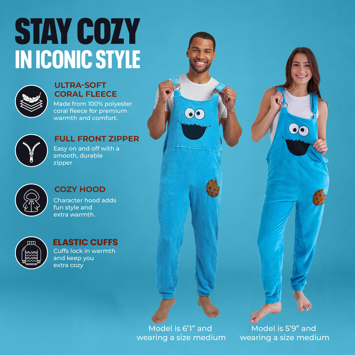 Cookie Monster Jammeralls Onesies for Adults
