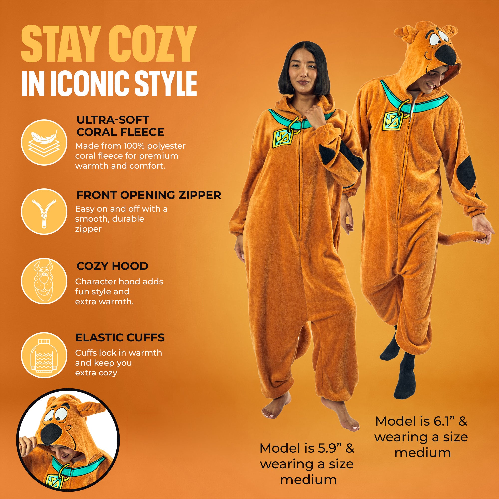 Scooby Doo Adult Onesie Costume Kigurumi Union Suit With Hood