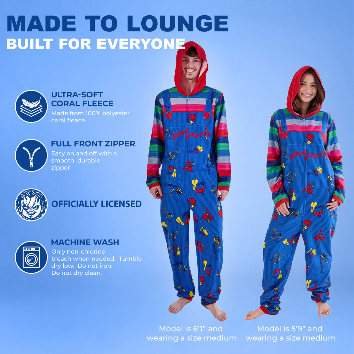 Chucky Adult Long Sleeve Hooded Cosplay Union Suit