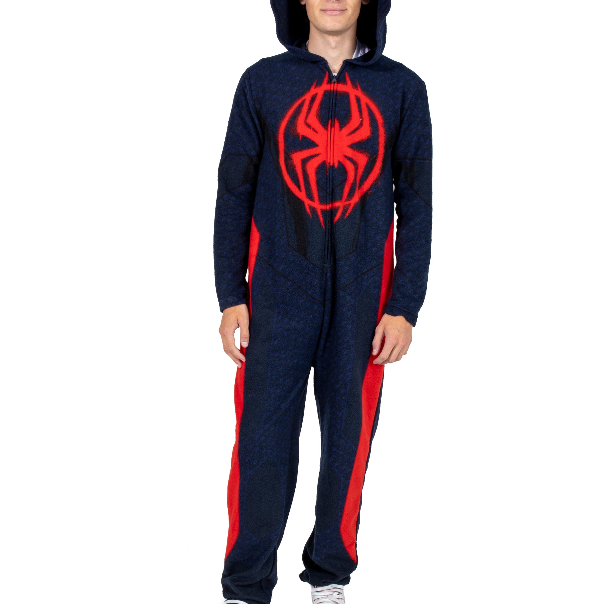 Spider-Man Miles Morales Men's Hooded Union Suit With Leg Hem