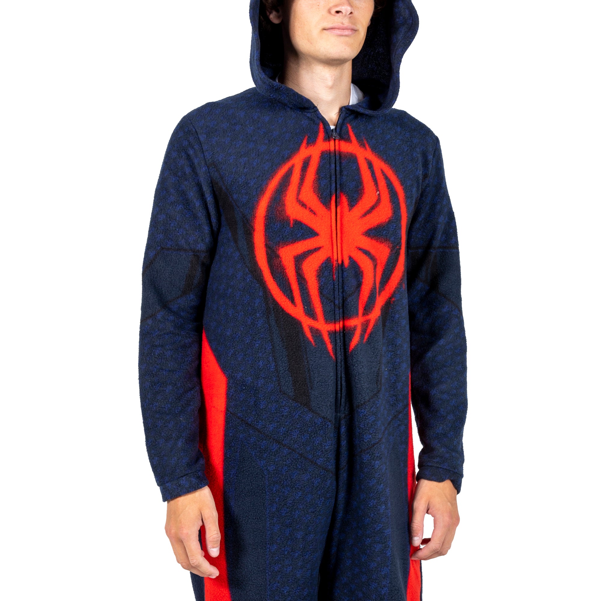 Spider-Man Miles Morales Men's Hooded Union Suit With Leg Hem