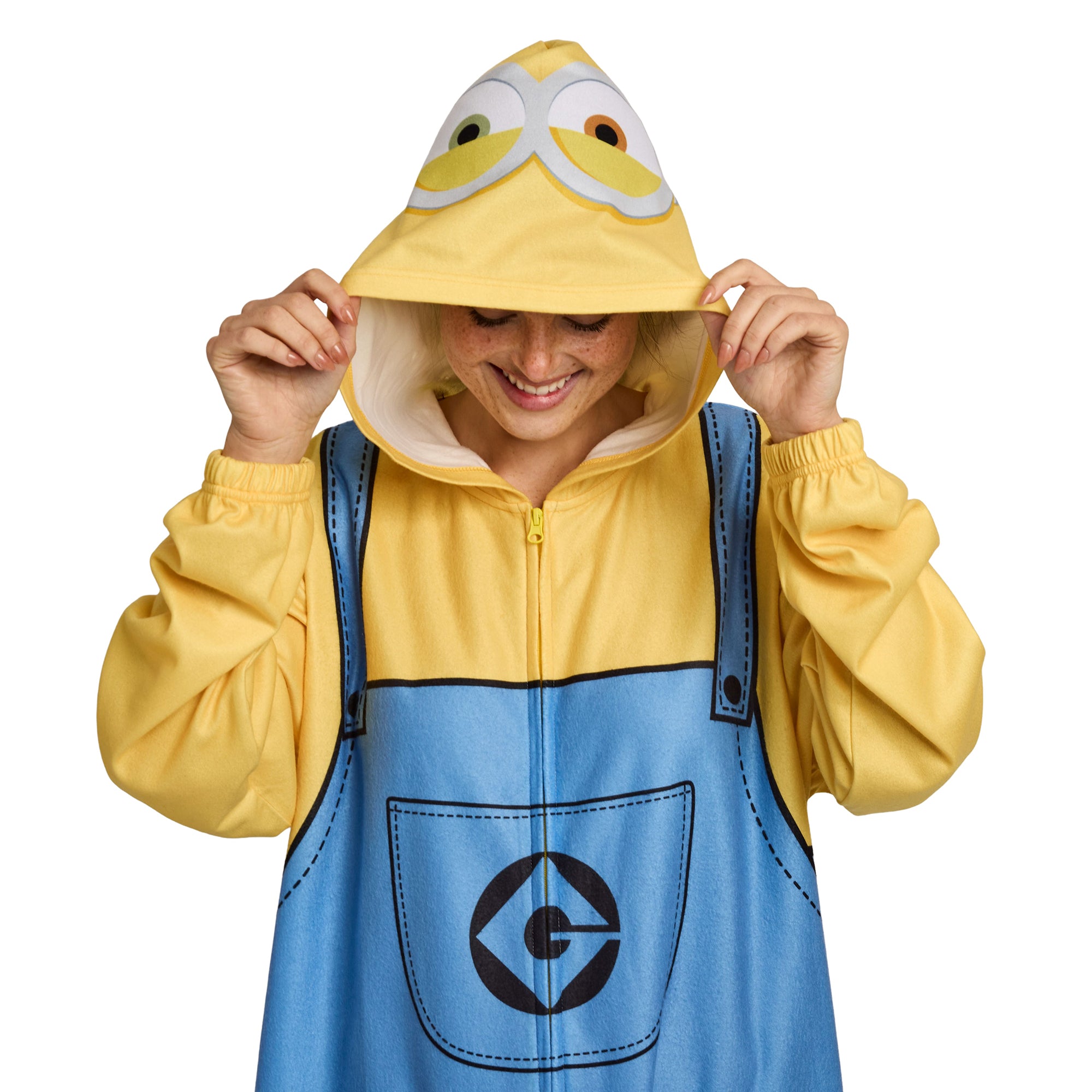 Minions Adult Cosplay Union Suit With Cuffs And Hood