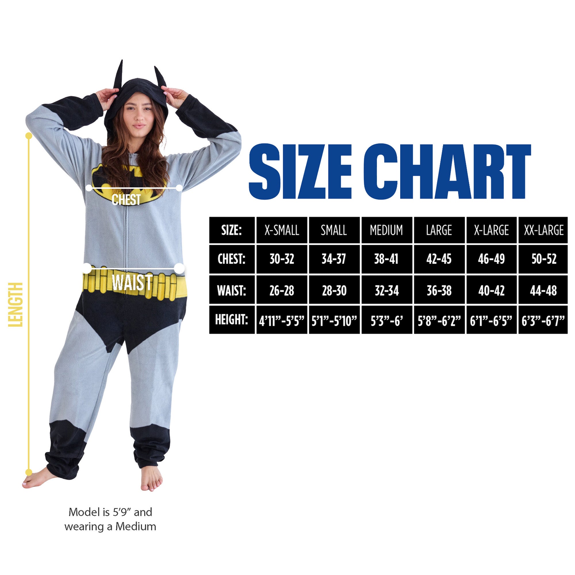 Batman Superhero Men's Onesie Costume Union Suit With Cape & Hood