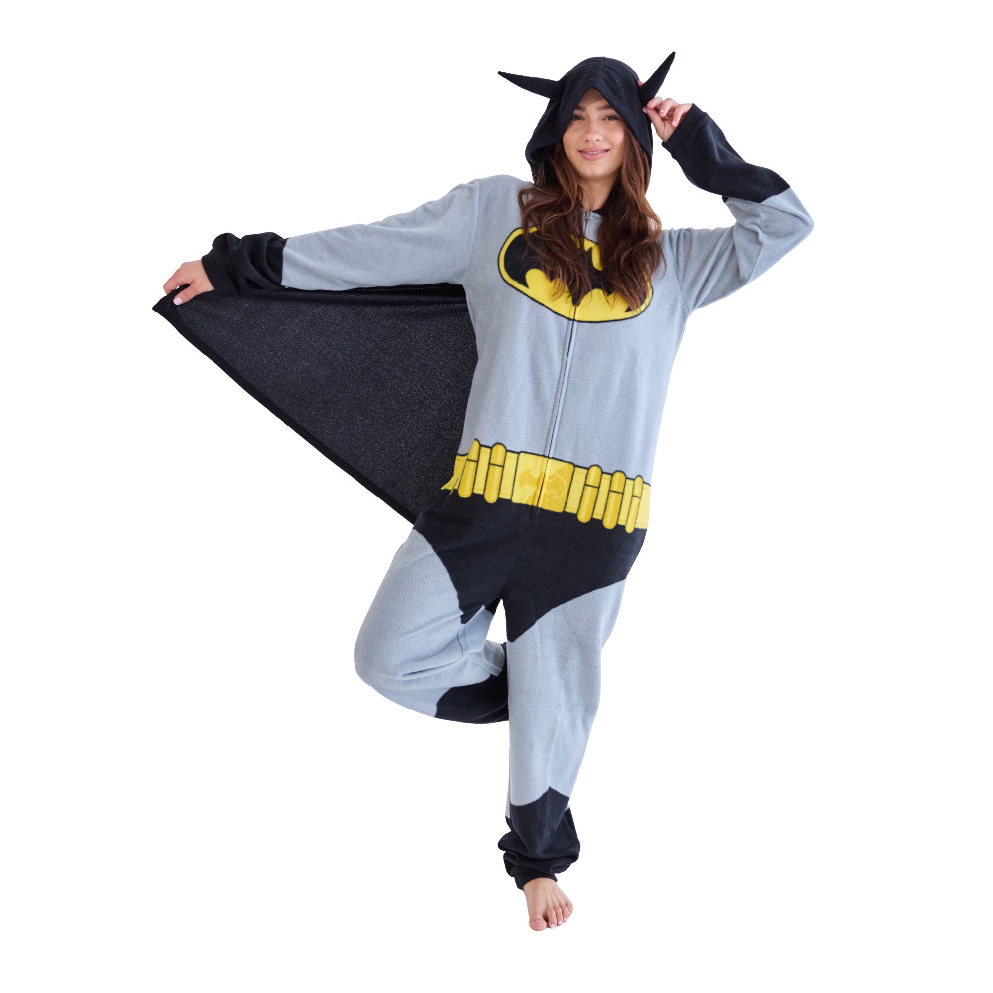 Batman Superhero Men's Onesie Costume Union Suit With Cape & Hood