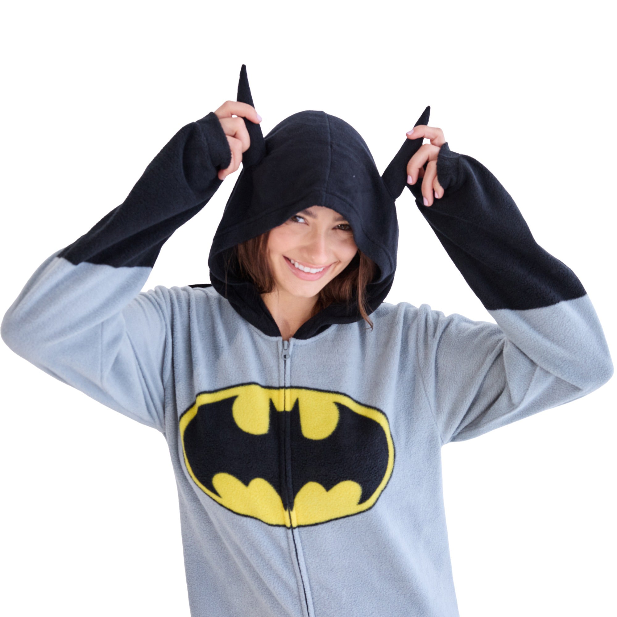 Batman Superhero Men's Onesie Costume Union Suit With Cape & Hood