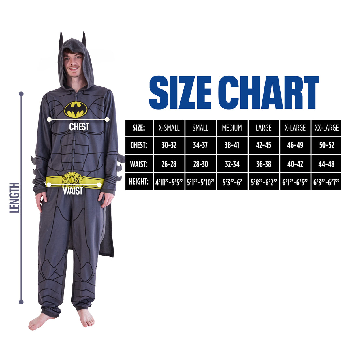 Batman 1989 Movie Men's Long Sleeve Hooded Cosplay Union Suit