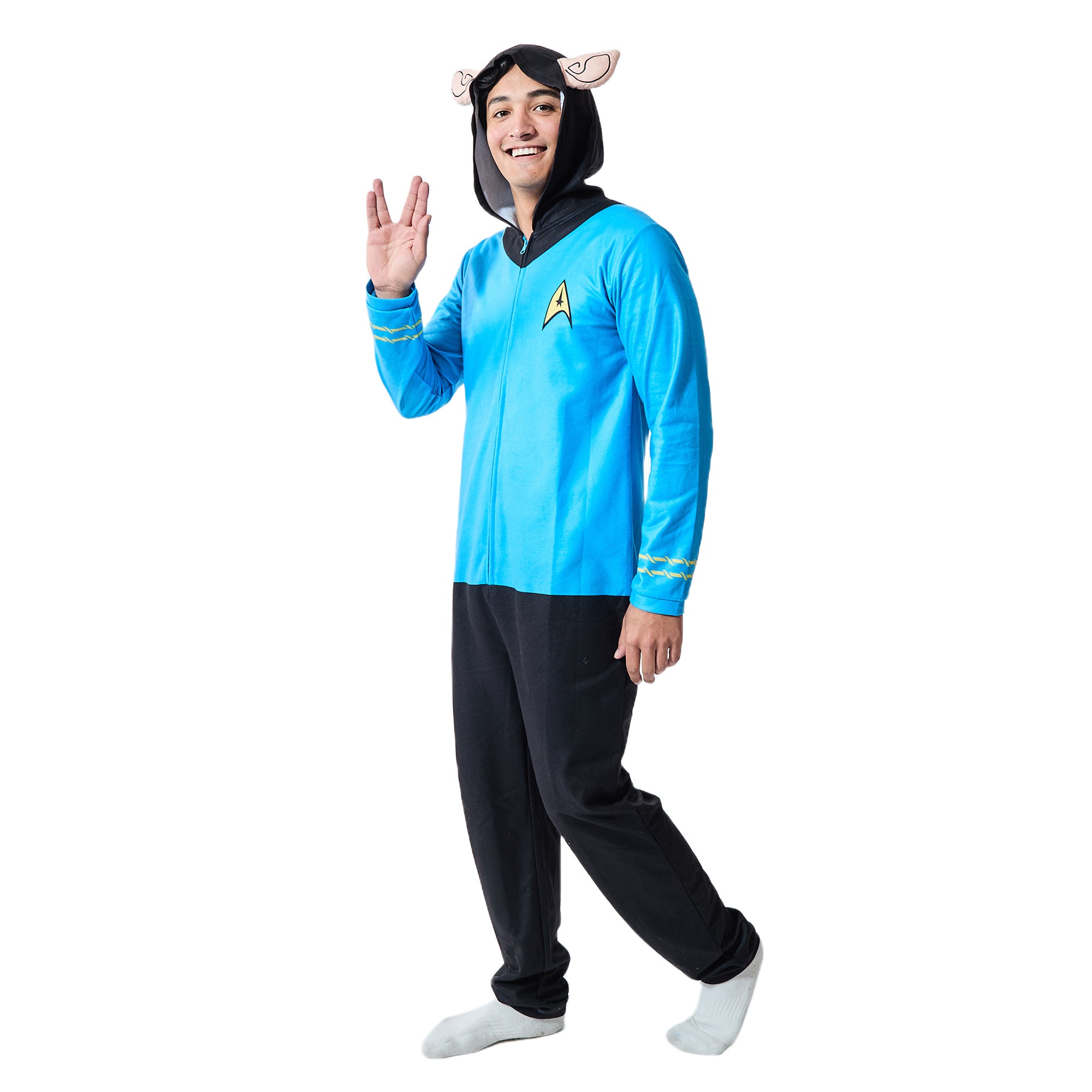 Star Trek Spock Uniform Men's Onesie Cosplay Union Suit With Hood