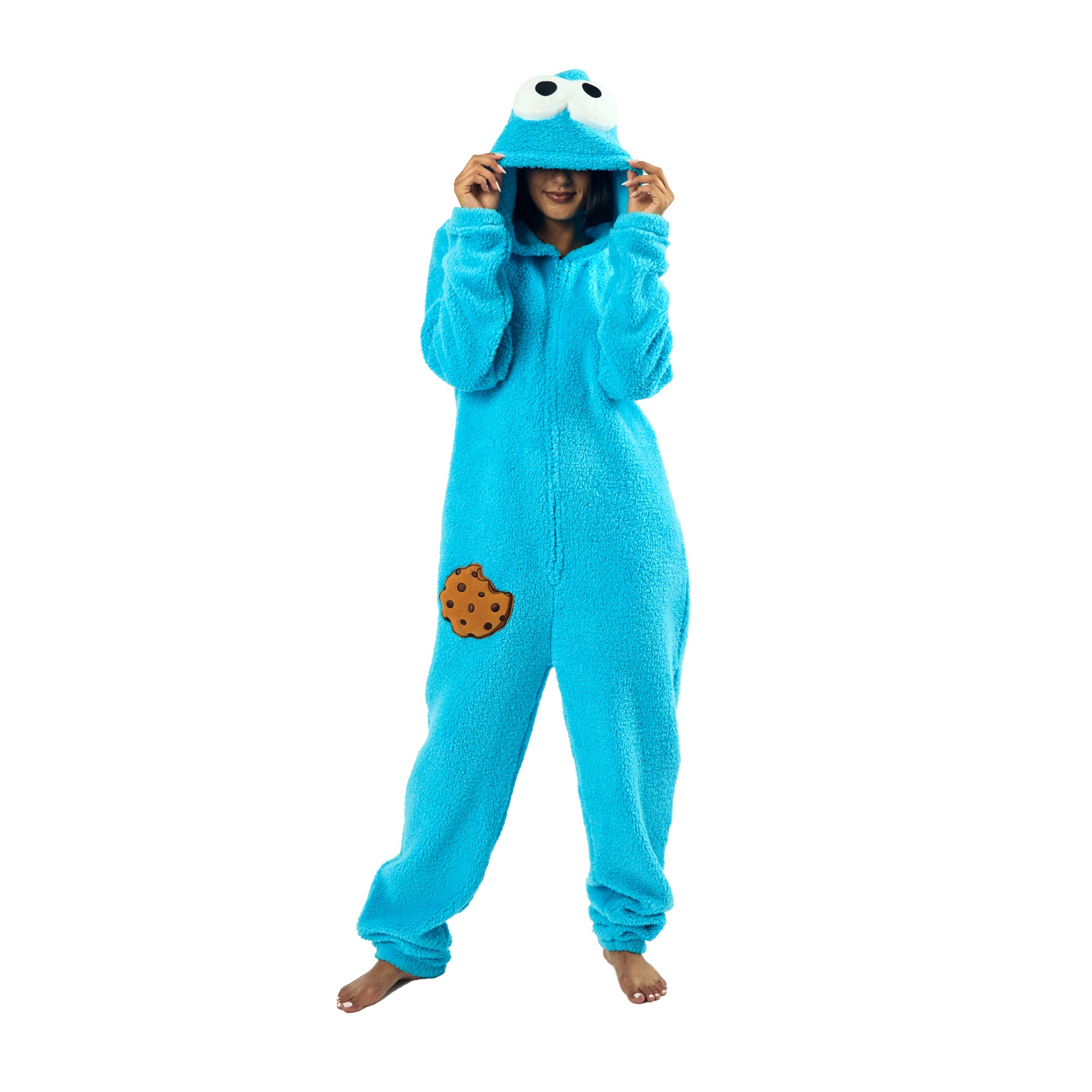 Sesame Street Cookie Monster Onesie Costume Union Suit With Hood