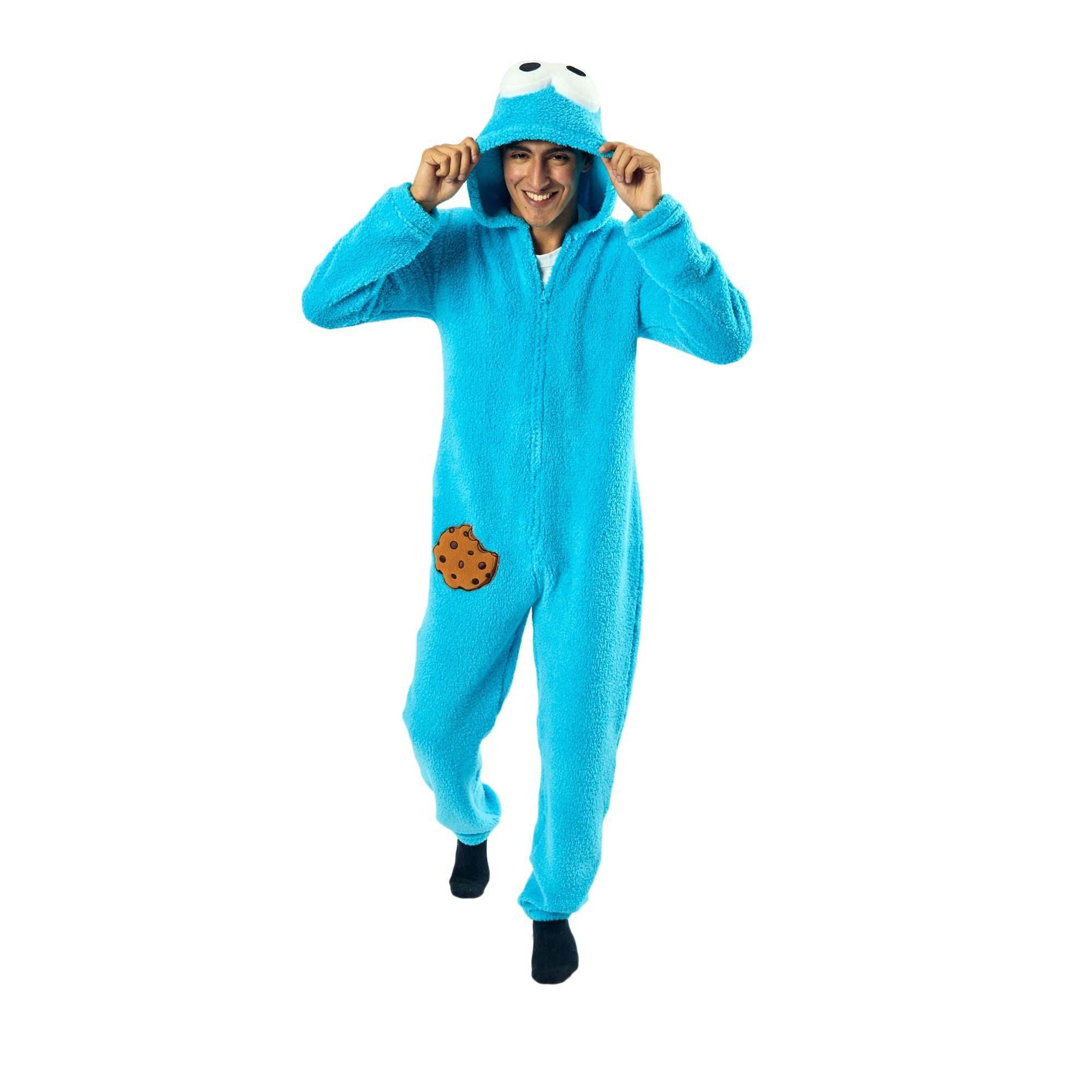 Sesame Street Cookie Monster Onesie Costume Union Suit With Hood