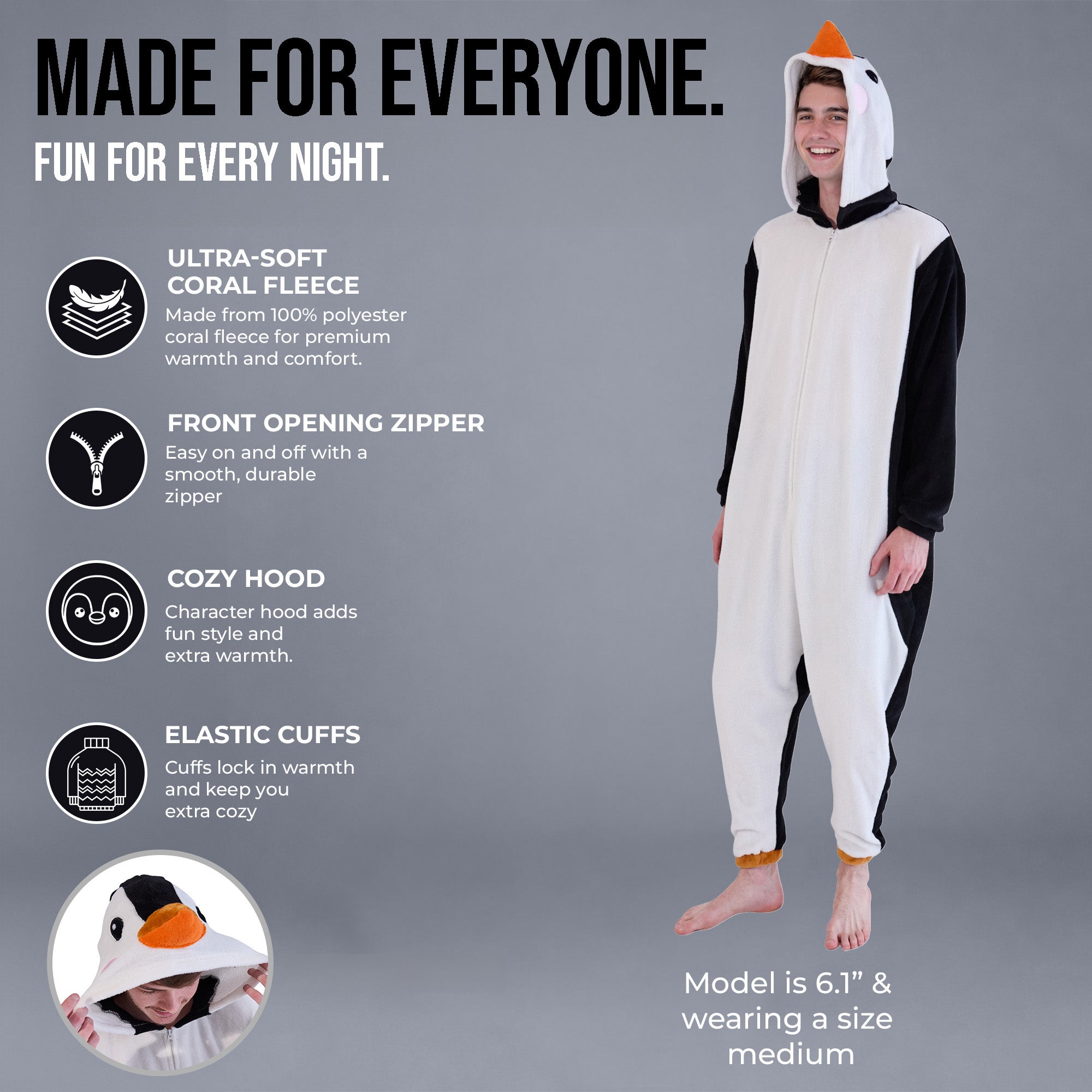 Penguin Adult Hooded Kigurumi Onesie Costume Union Suit