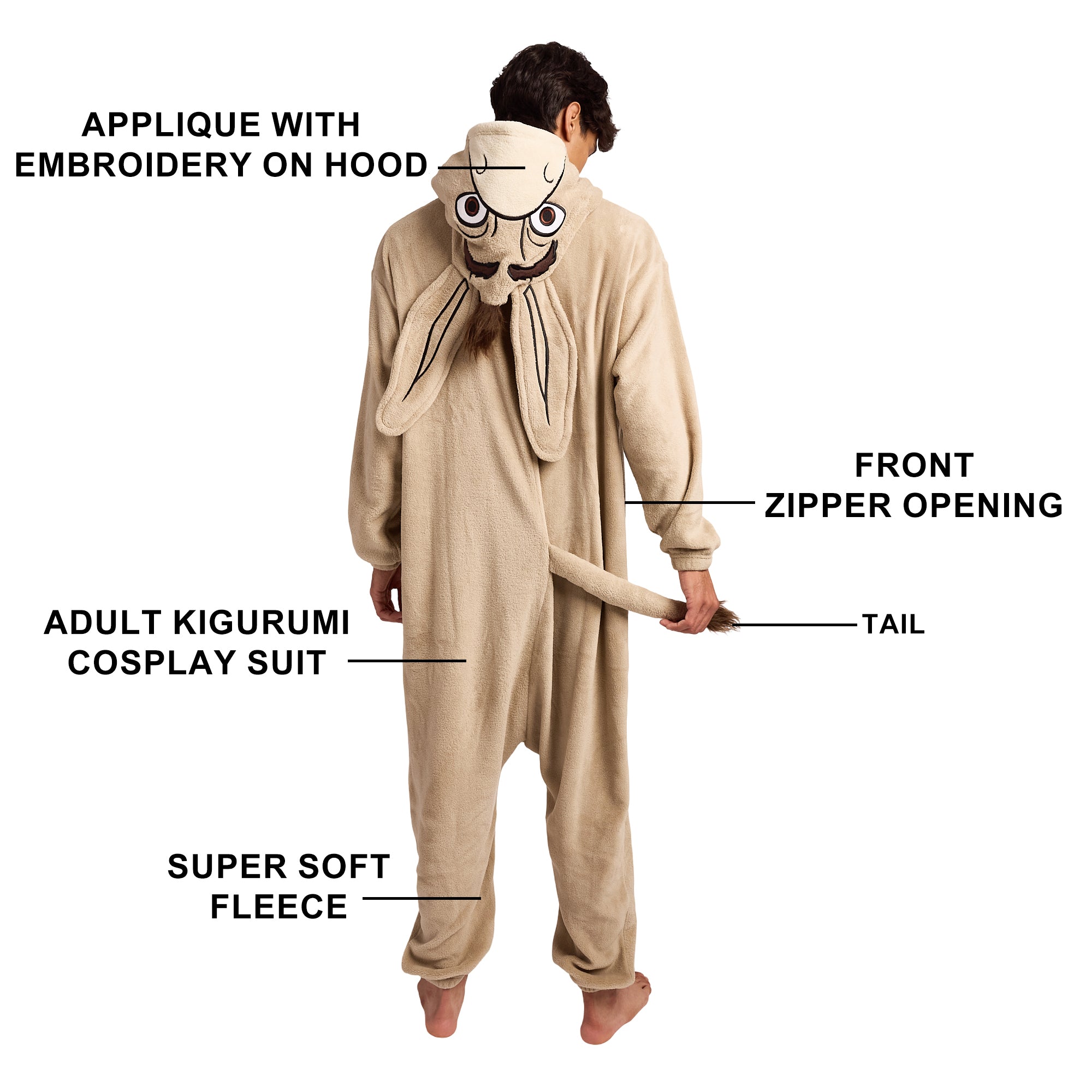 Shrek Donkey Adult Long Sleeve Hooded Kigurumi Cosplay Onesie Costume Suit