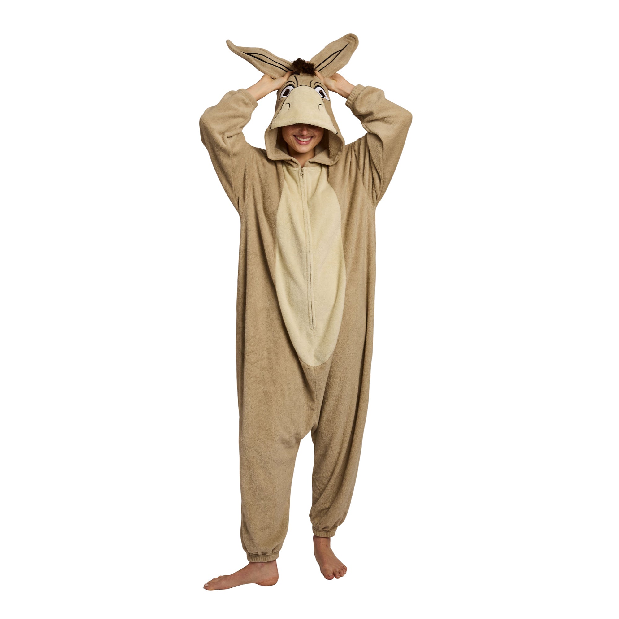 Shrek Donkey Adult Long Sleeve Hooded Kigurumi Cosplay Onesie Costume Suit