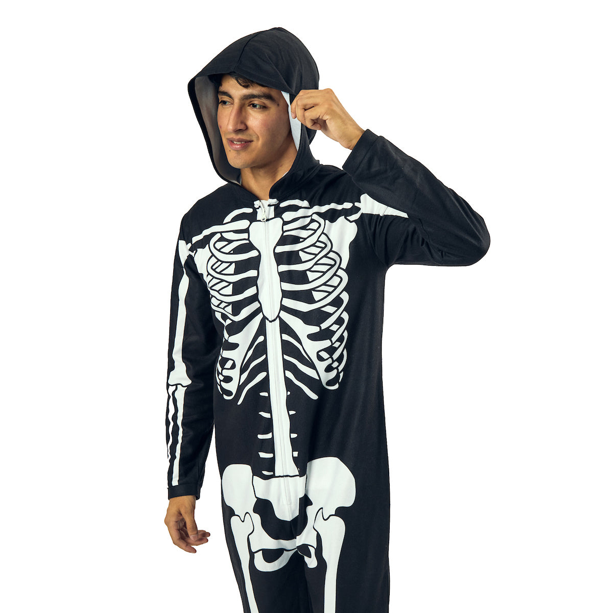 Skeleton Men's Hooded Union Onesie Costume Suit