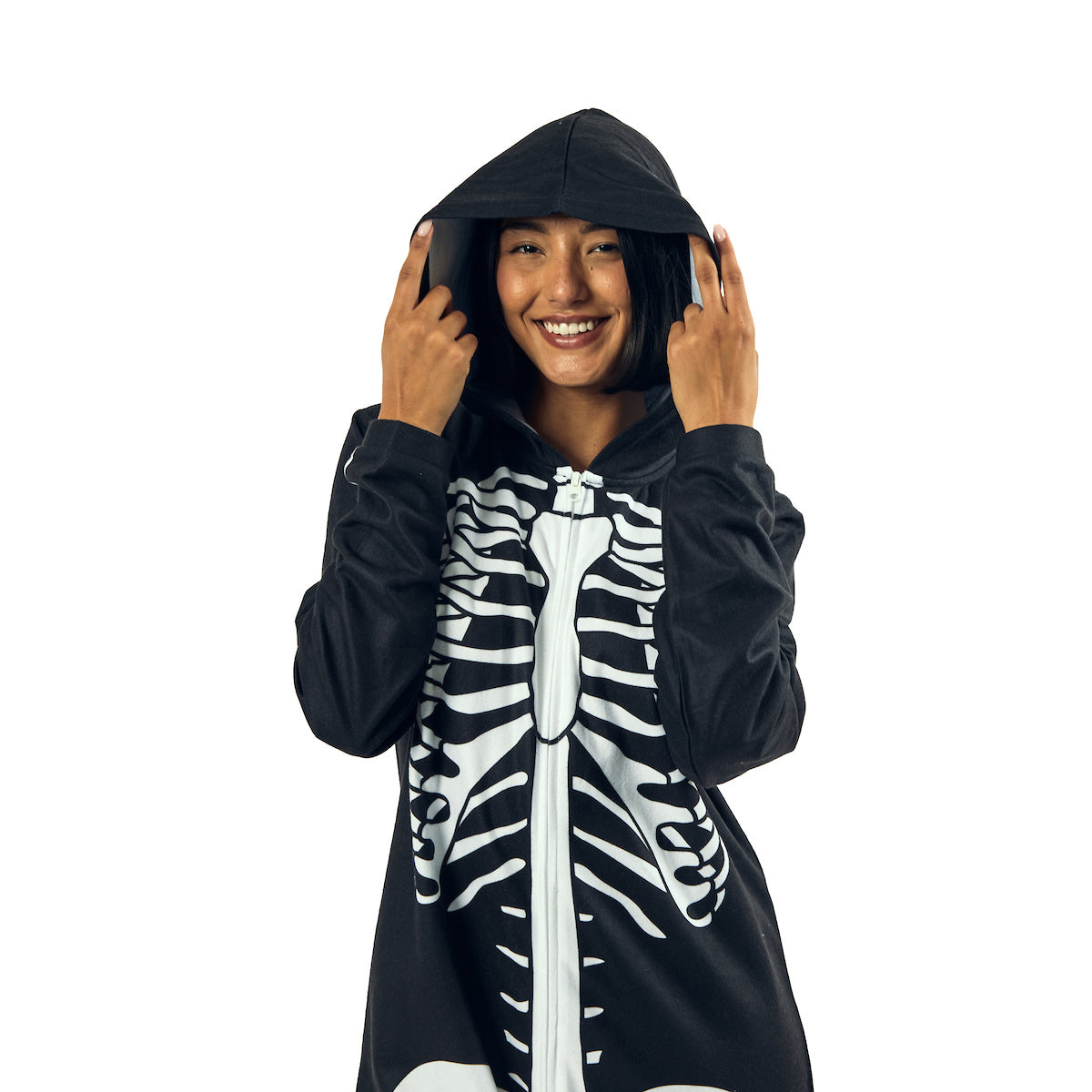 Skeleton Men's Hooded Union Onesie Costume Suit