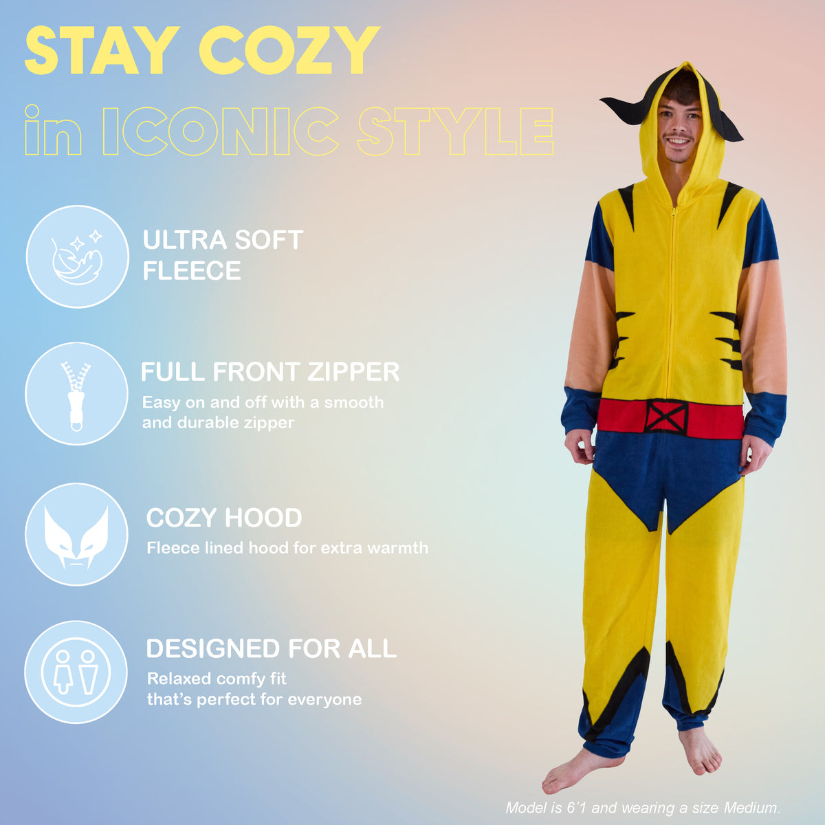 X-Men Wolverine Onesie Costume Union Suit With Hood