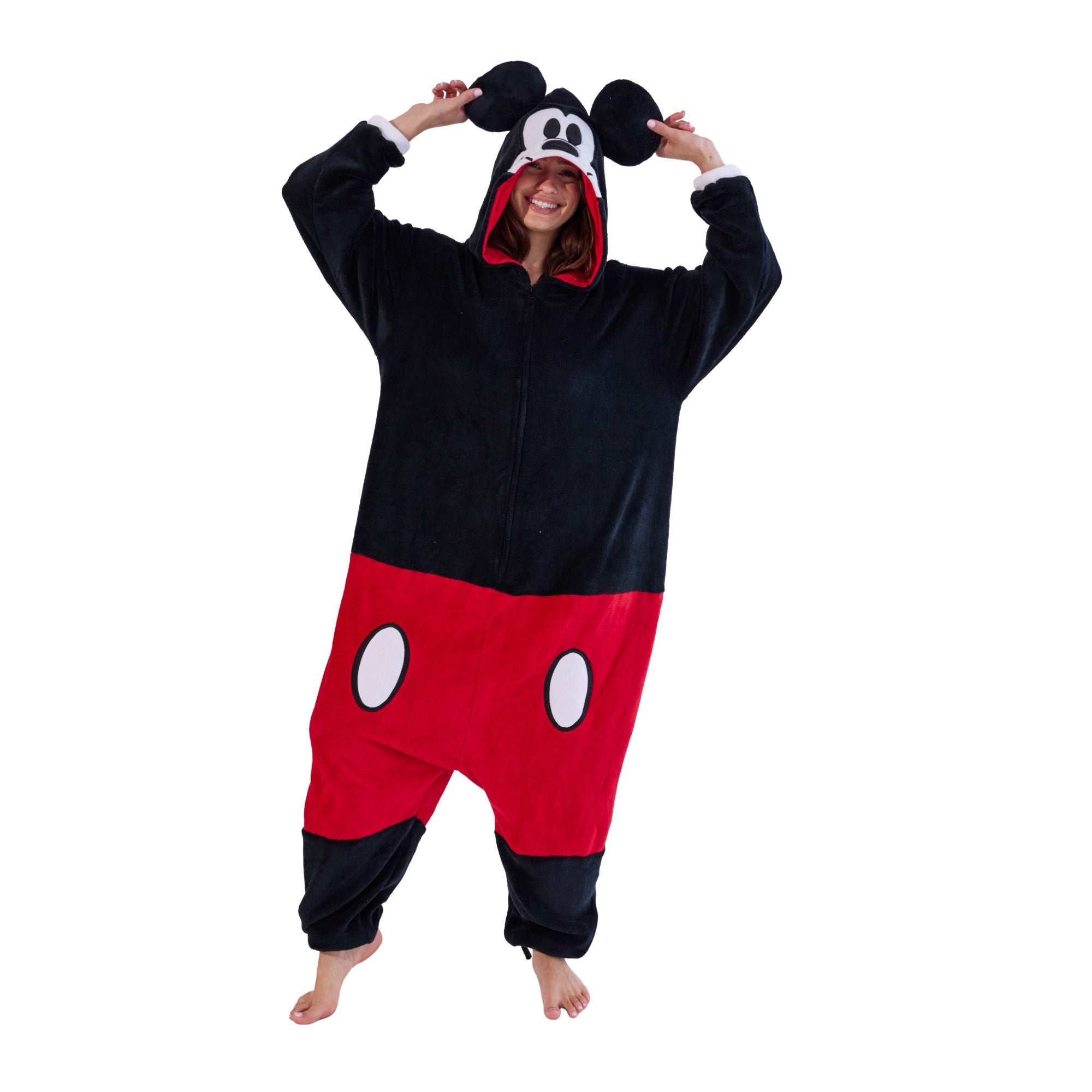 Disney Mickey Mouse Adult Long Sleeve Hooded Kigurumi Onesie Costume Cosplay Suit