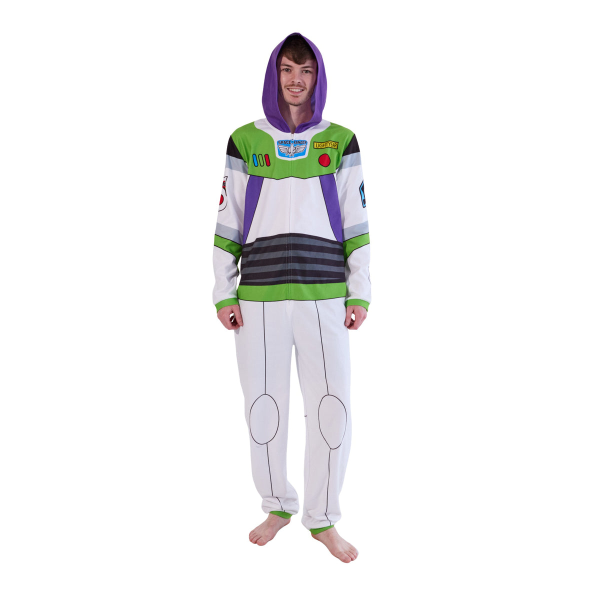 Toy Story Buzz Lightyear Adult Long Sleeve Hooded Cosplay Onesie Costume Union Suit
