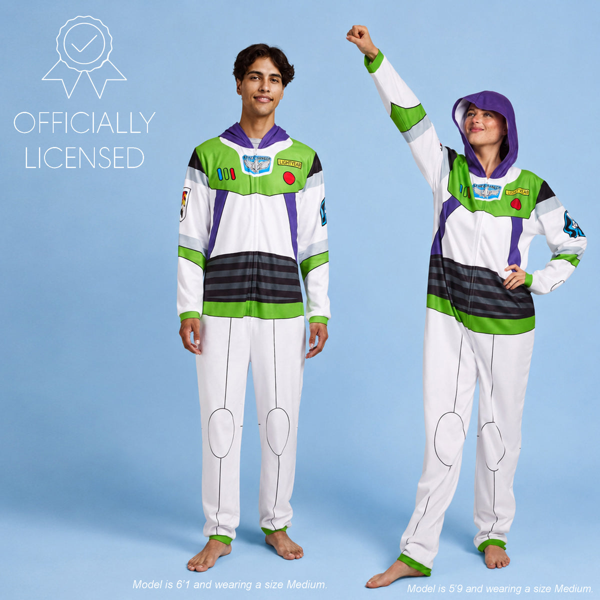 Toy Story Buzz Lightyear Adult Long Sleeve Hooded Cosplay Onesie Costume Union Suit