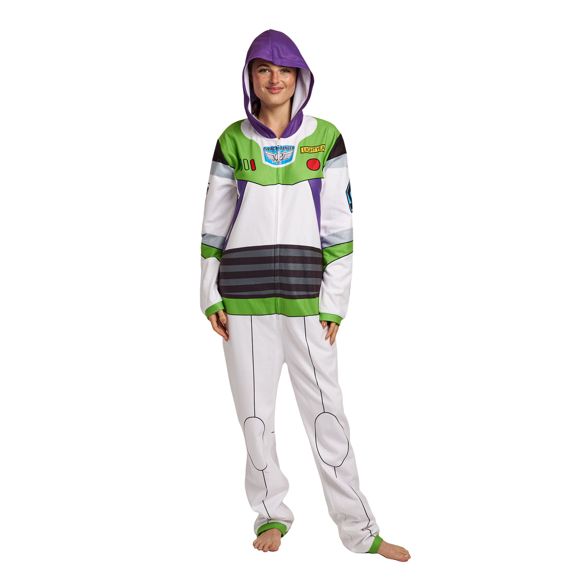 Toy Story Buzz Lightyear Adult Long Sleeve Hooded Cosplay Onesie Costume Union Suit