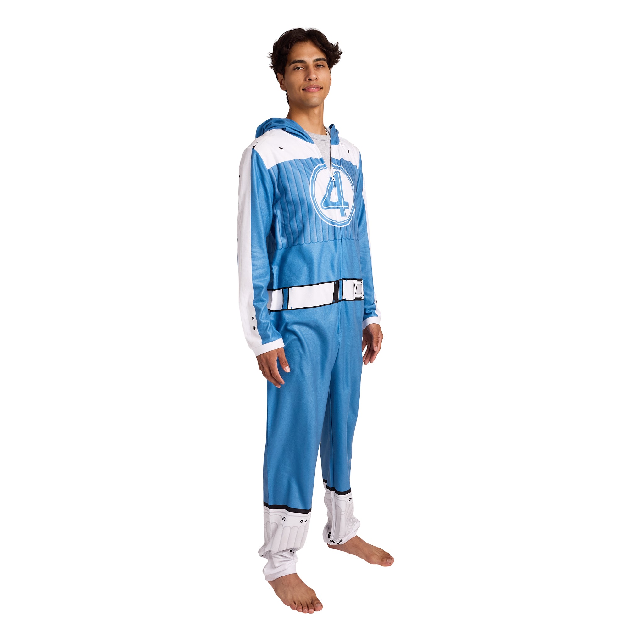 Fantastic Four The First Steps Super Suit Adult Long Sleeve Hooded Cosplay Onesie Costume-XL