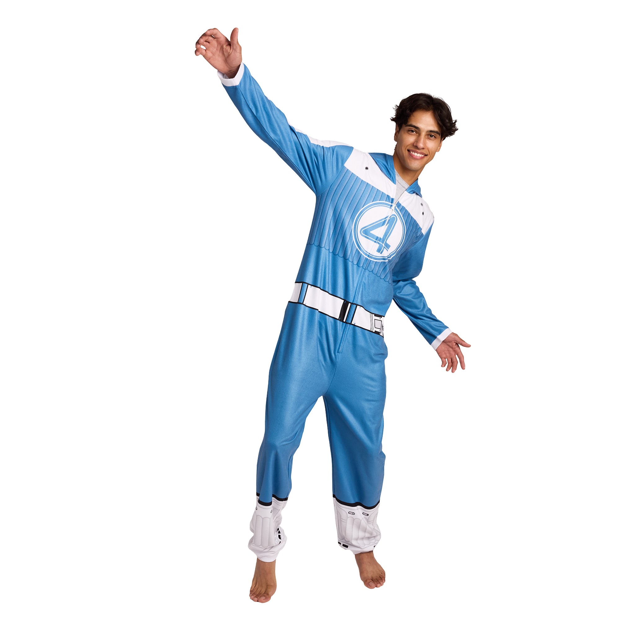 Fantastic Four The First Steps Super Suit Adult Long Sleeve Hooded Cosplay Onesie Costume