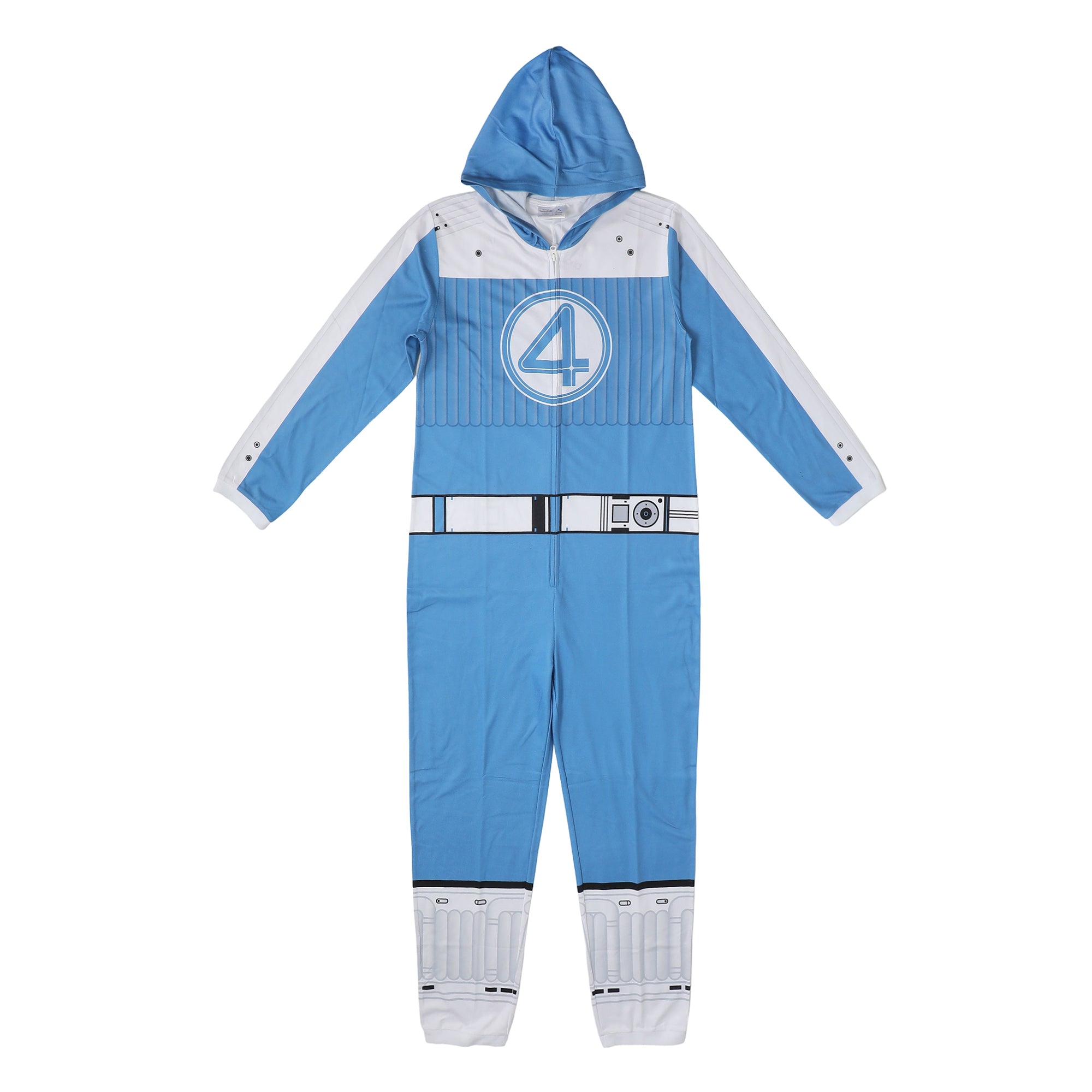 Fantastic Four The First Steps Super Suit Adult Long Sleeve Hooded Cosplay Onesie Costume