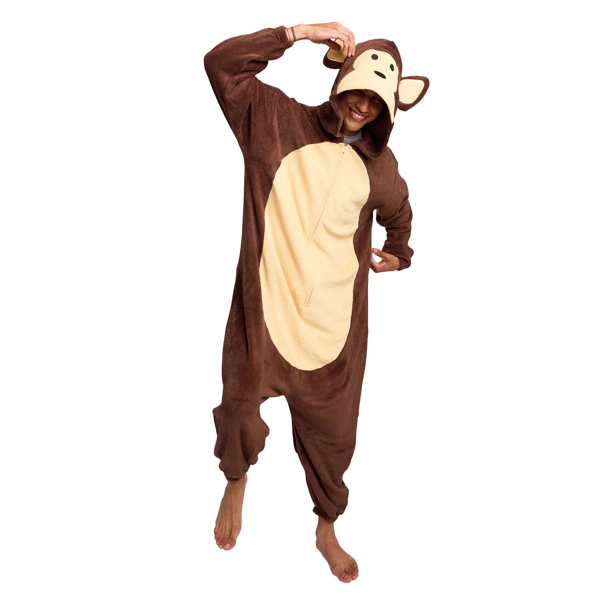 Monkey Adult Long Sleeve Hooded Kirugumi Cosplay Onesie Costume Suit