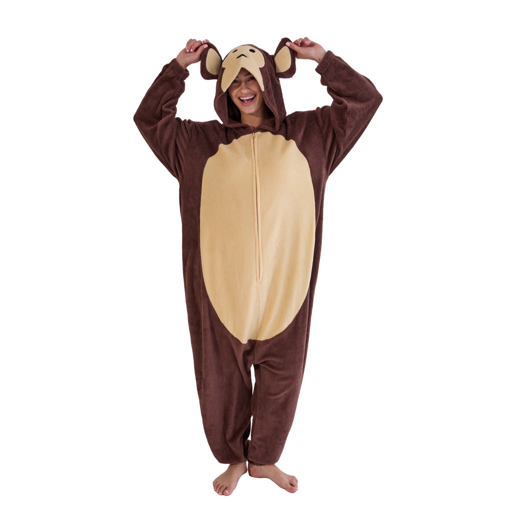 Monkey Adult Long Sleeve Hooded Kirugumi Cosplay Onesie Costume Suit
