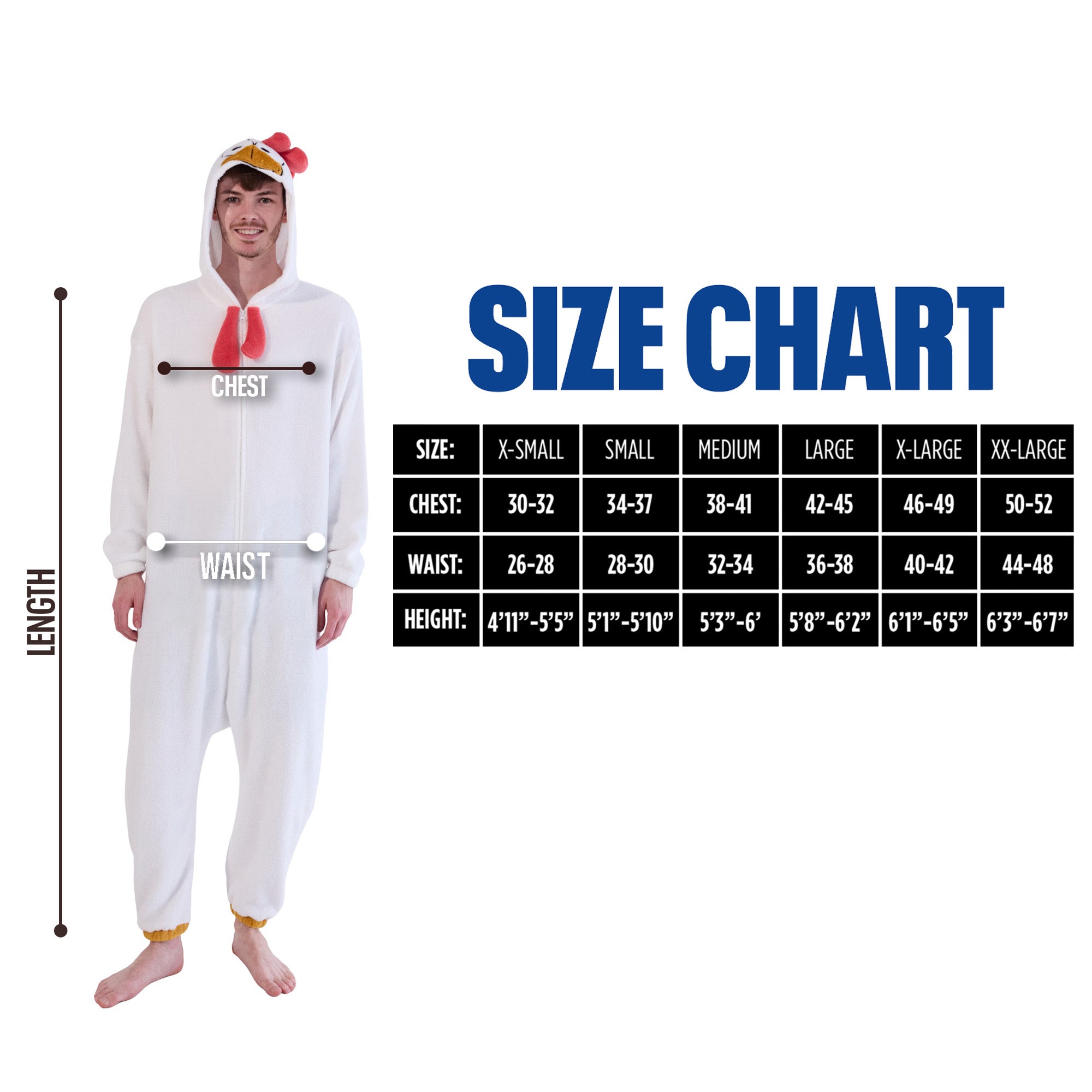 Rooster Adult White Long Sleeve Hooded Kirugumi Cosplay Onesie Costume Suit