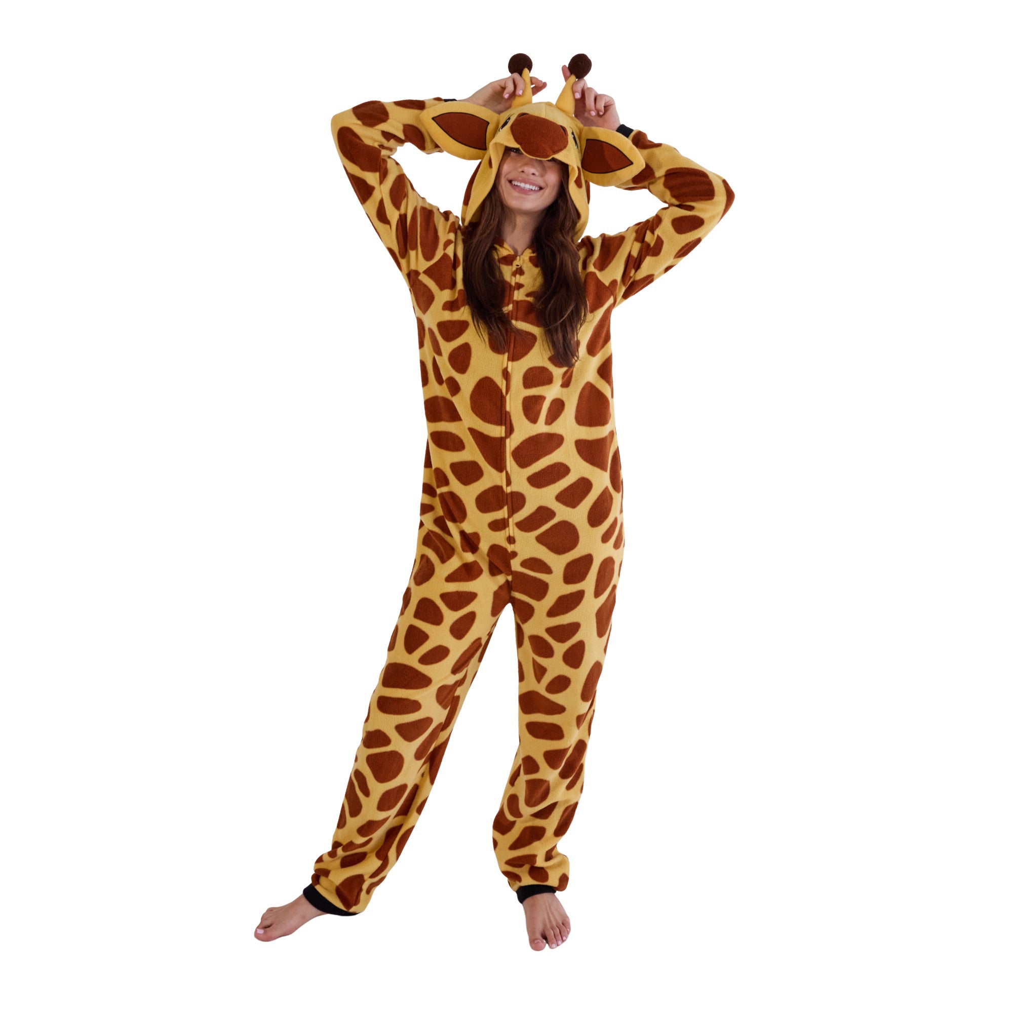 Giraffe Adult Long Sleeve Hooded Cosplay Onesie Costume Union Suit