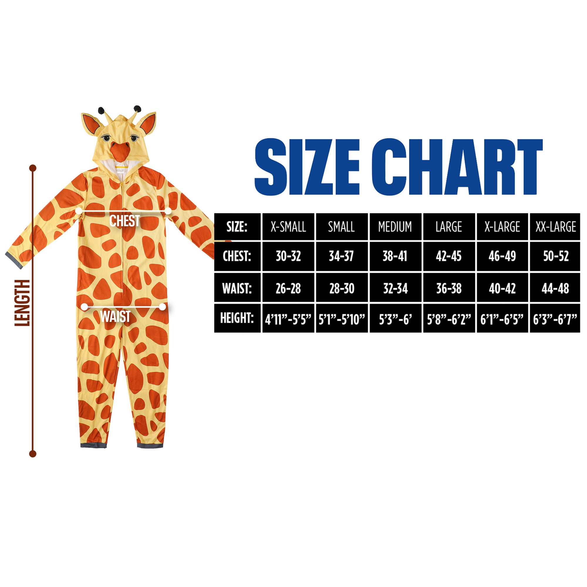 Giraffe Adult Long Sleeve Hooded Cosplay Onesie Costume Union Suit